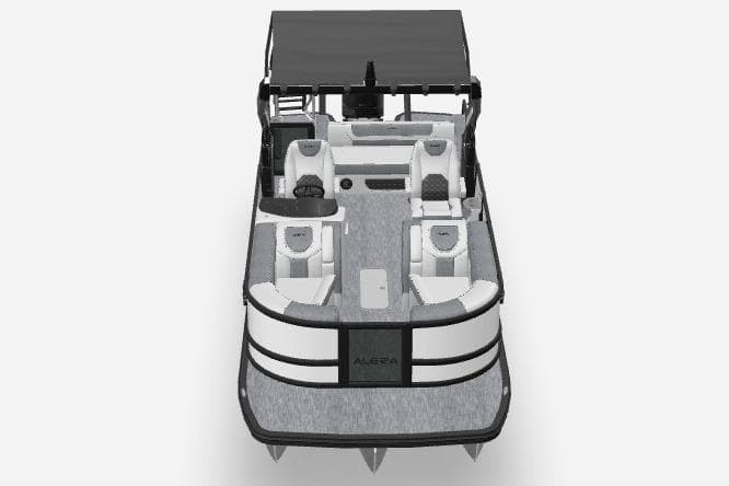 2026 Alera M25LA pontoon boat with sleek design and spacious seating.