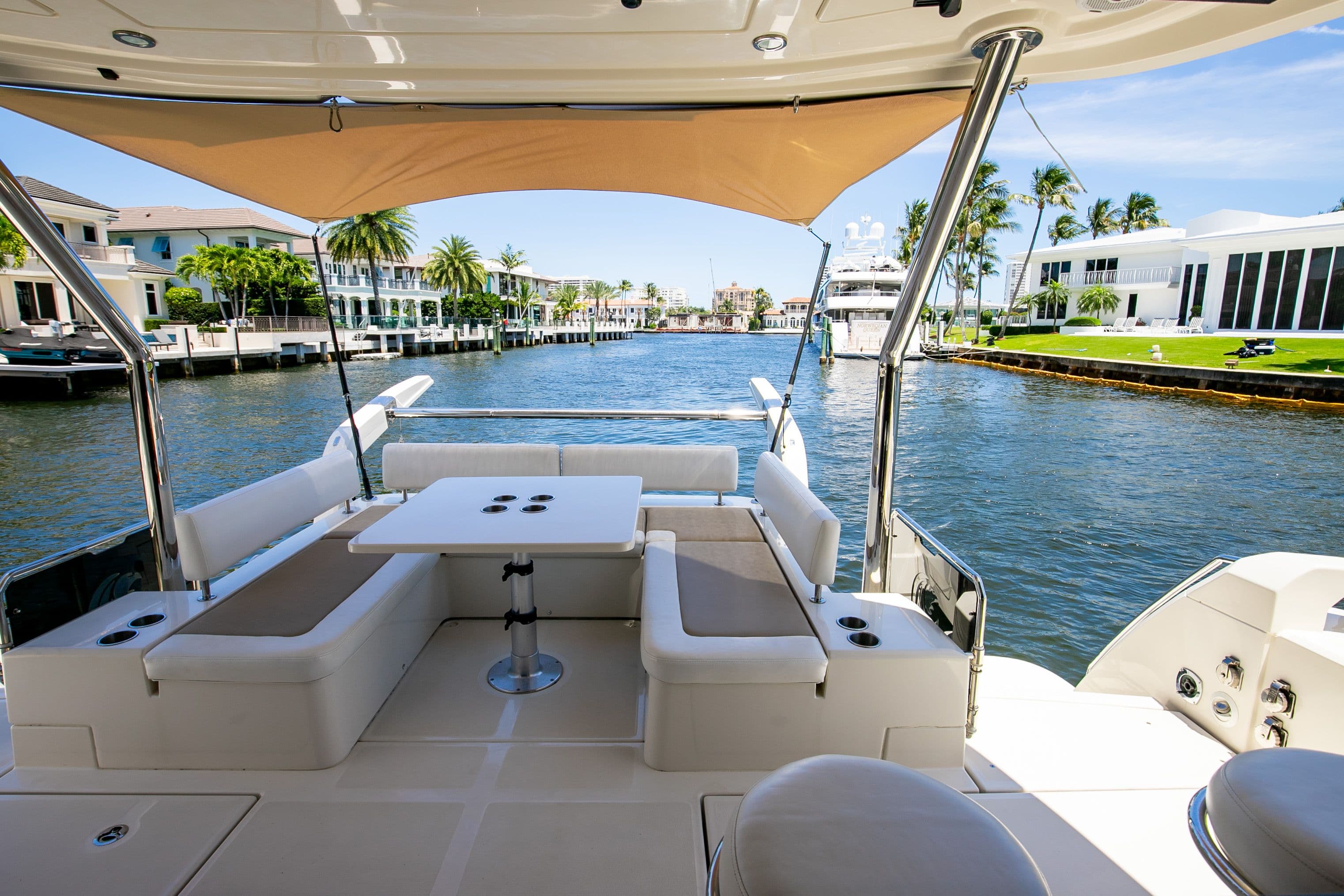 Aquila 44 Yacht 2017 with luxurious deck and waterfront view.