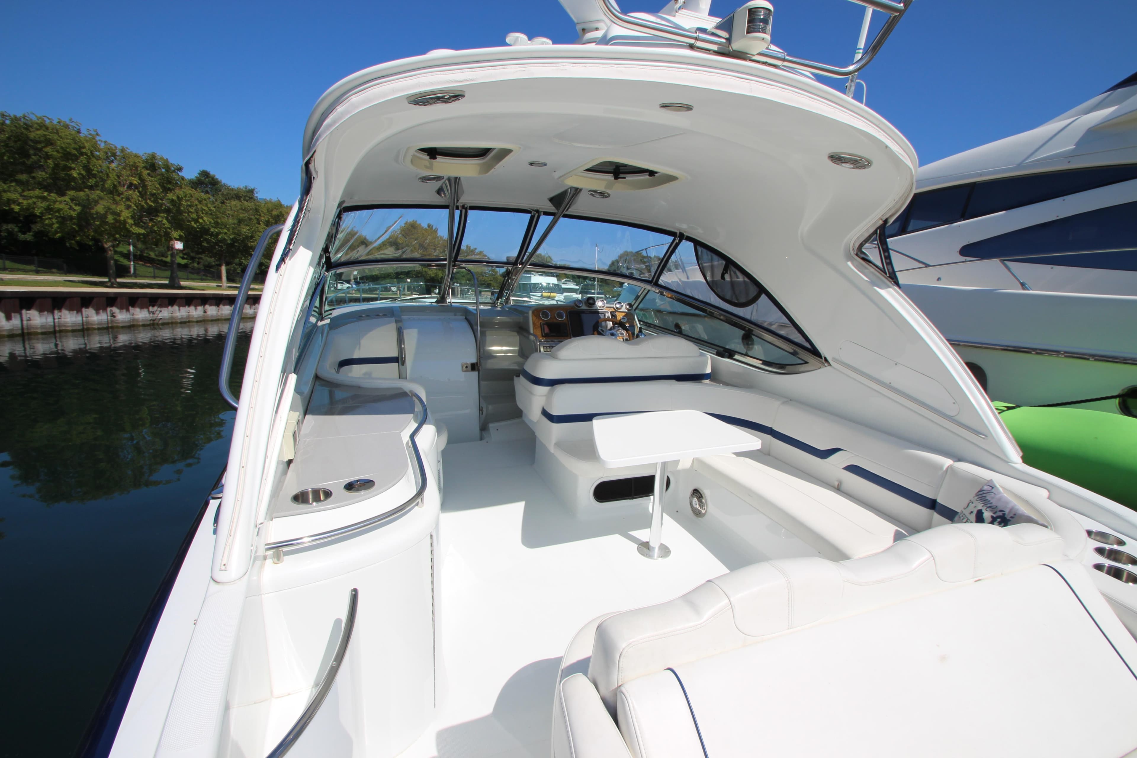 2012 Formula 400 Super Sport boat interior with white seating and sleek design.