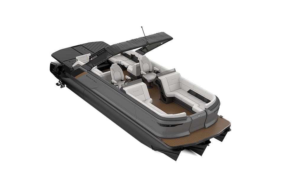 Manufacturer Provided Image: Manitou Explore Dual Engine 2025 pontoon boat with luxurious design.