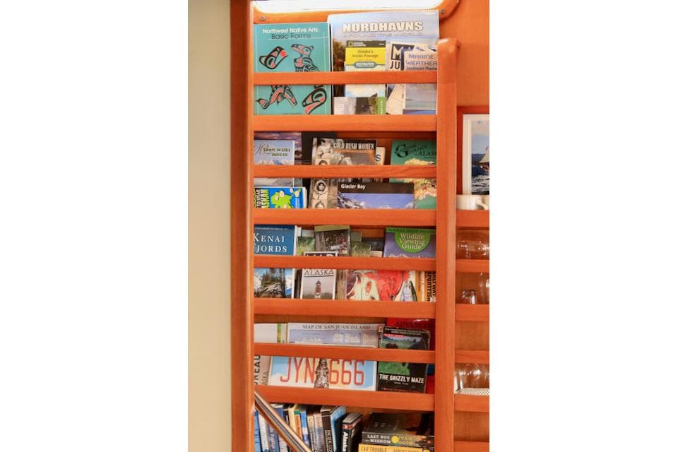 Bookshelf on Nordhavn 46 yacht, 1996 model