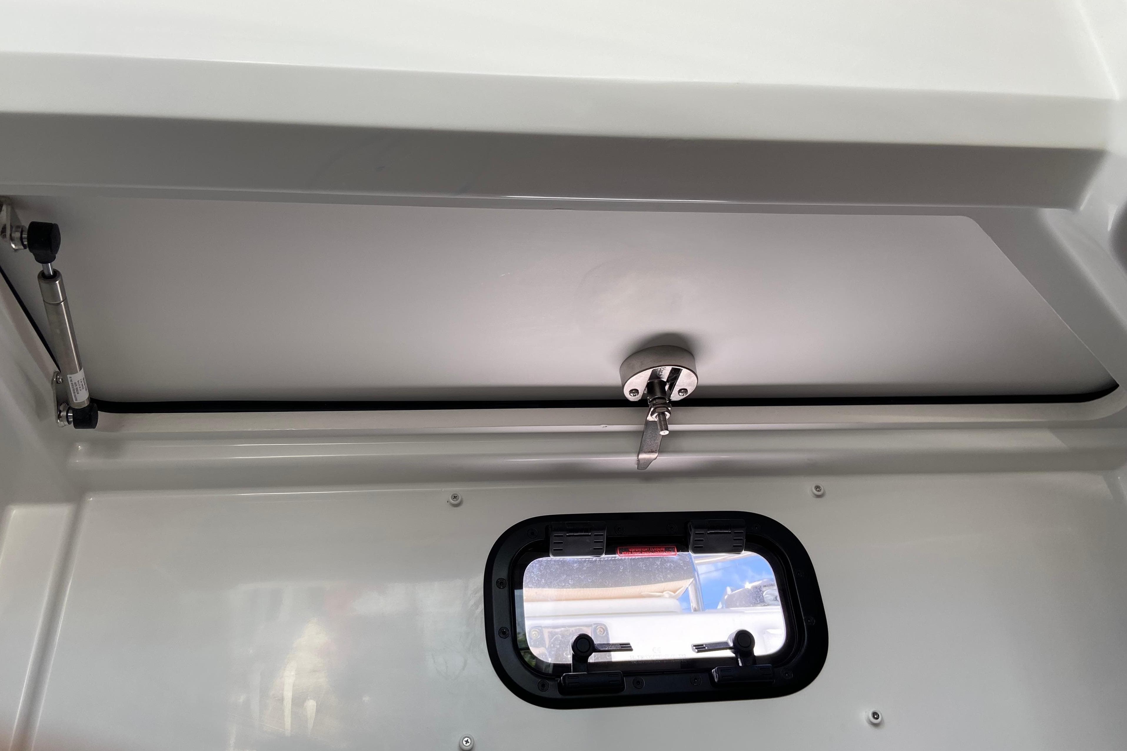 Interior view of 2026 Jeanneau NC Sport 795 Series 2 boat window and hatch.