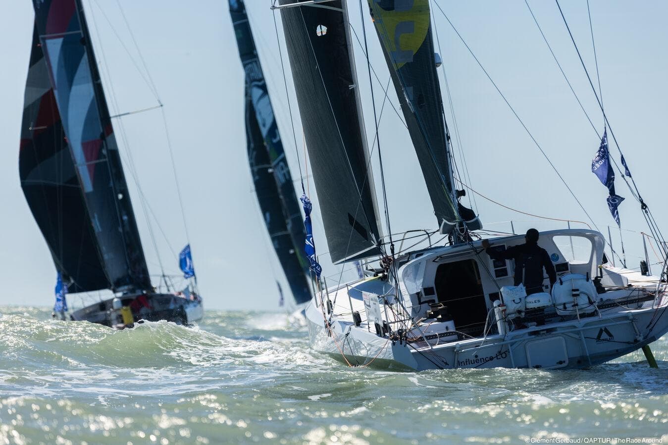 Sailboats racing on the ocean, featuring Class 40 VPLP Clak 40, 2021 model.