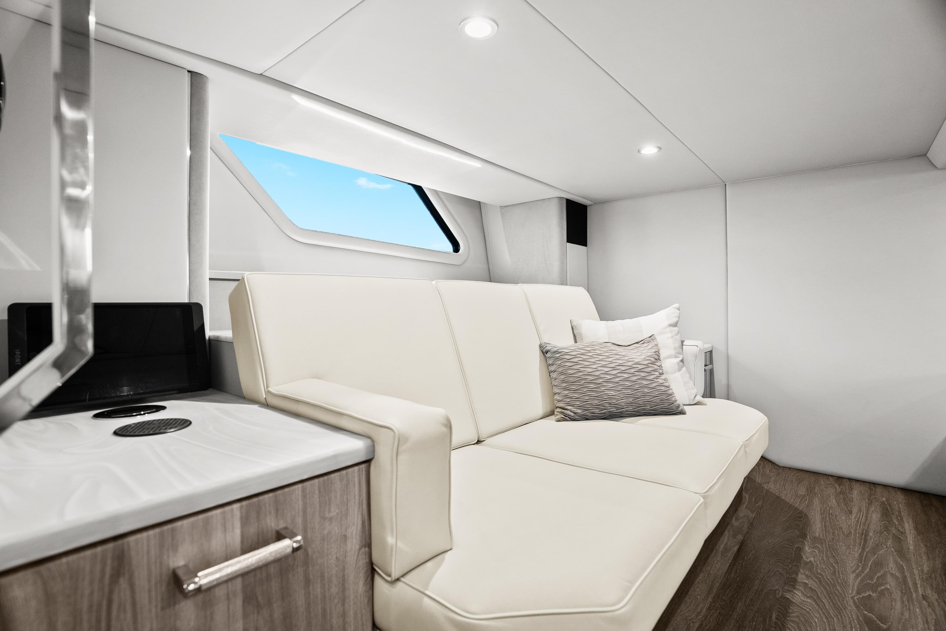 Luxurious interior of 2024 Formula 500 Super Sport Crossover with modern seating and sleek design.