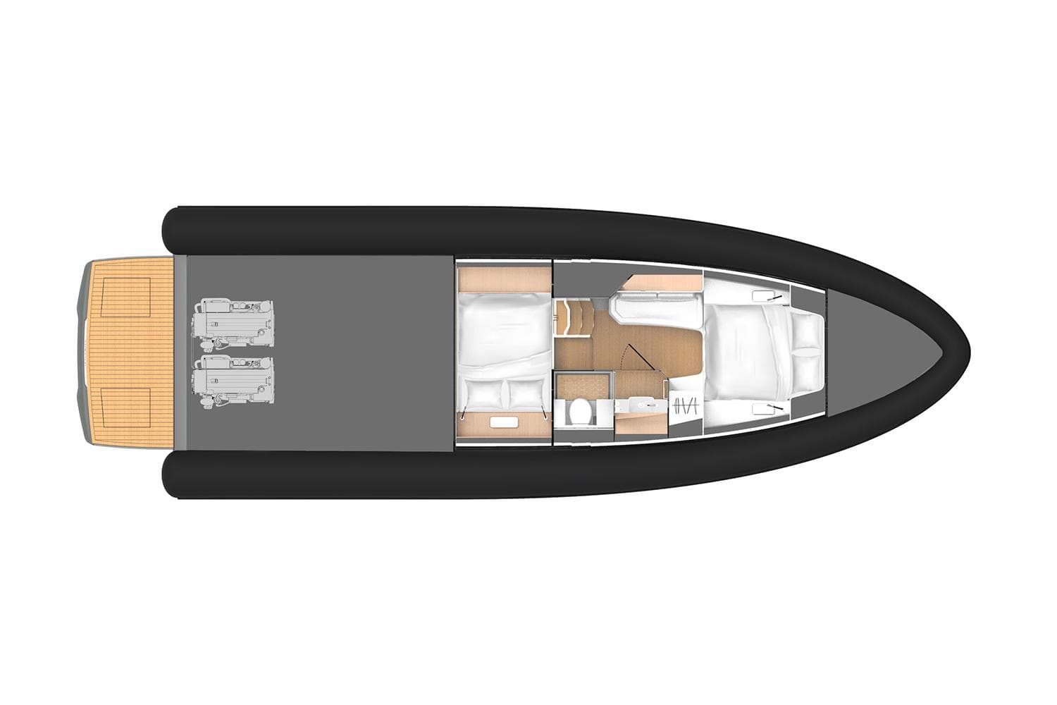 Manufacturer Provided Image: Top view of 2022 SACS Strider 15 boat layout with interior details.