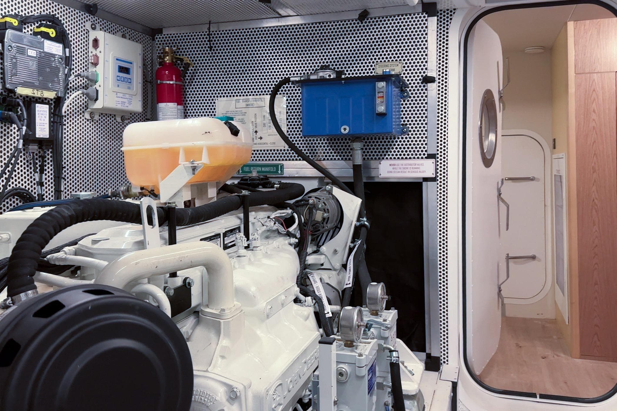 Engine room of 2026 Cormorant Yachts COR55 RAV, showcasing advanced marine technology.