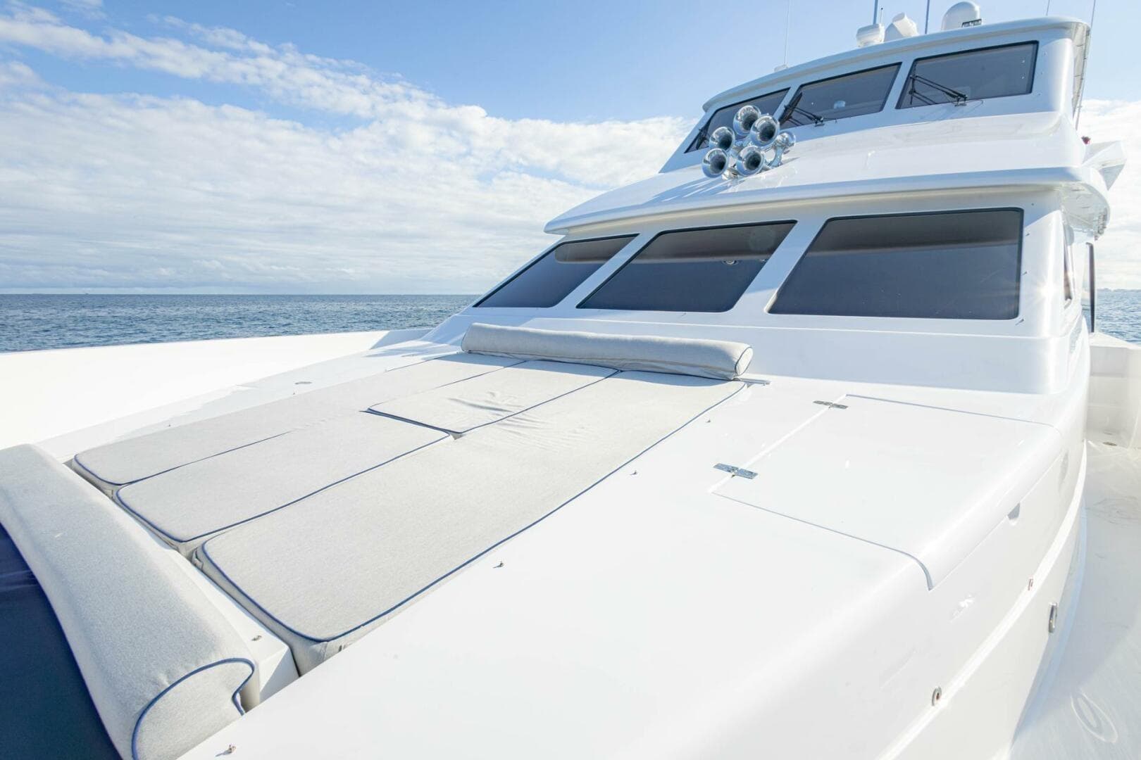 2009 Hargrave Enclosed Bridge yacht with spacious sun deck and ocean view.