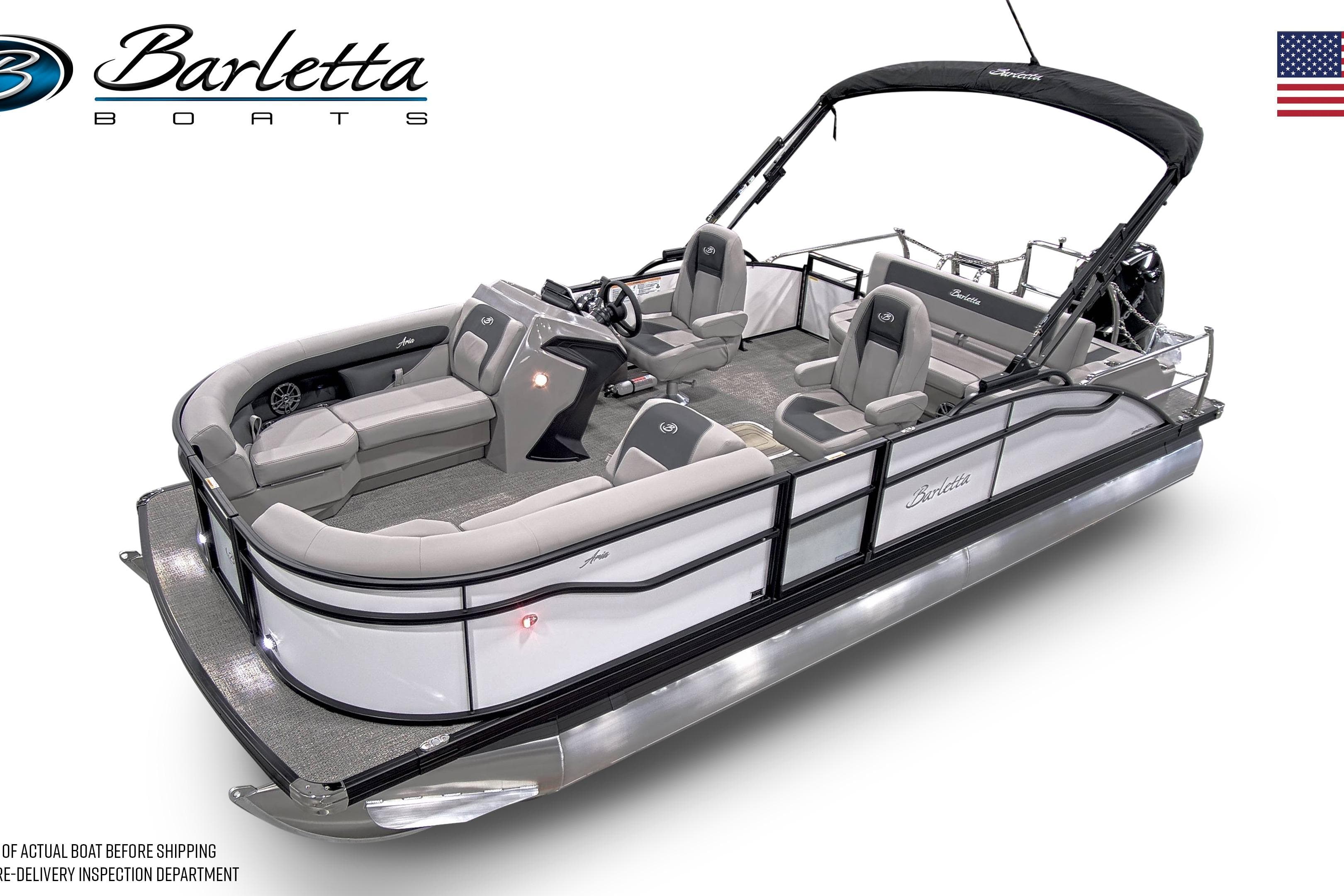 2026 Barletta ARIA 22UC pontoon boat with sleek design and comfortable seating.