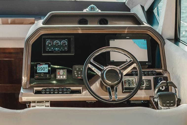 Manufacturer Provided Image: Dashboard of 2025 Galeon 470 Sky yacht with modern navigation instruments.