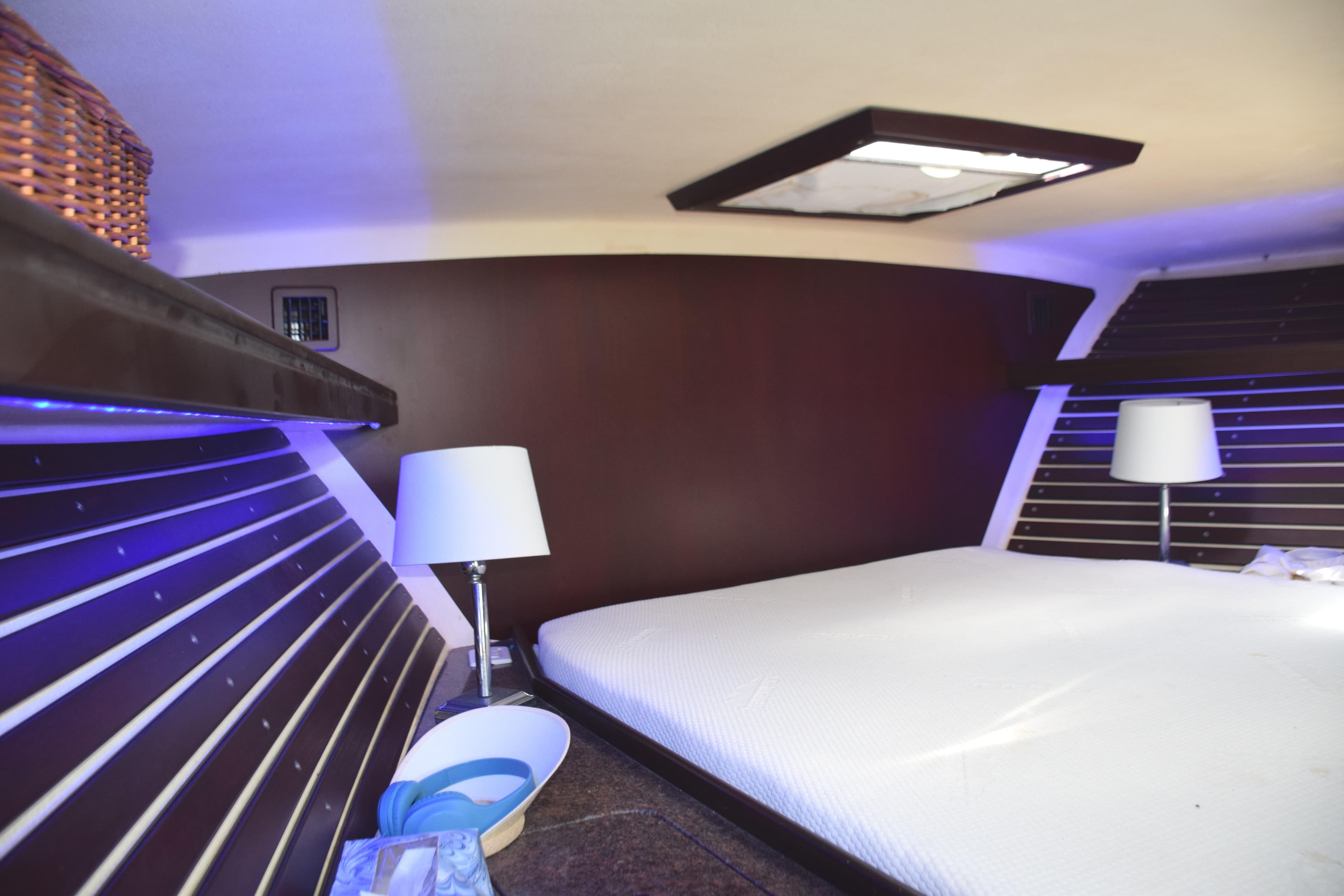 Wood hull lining by berth