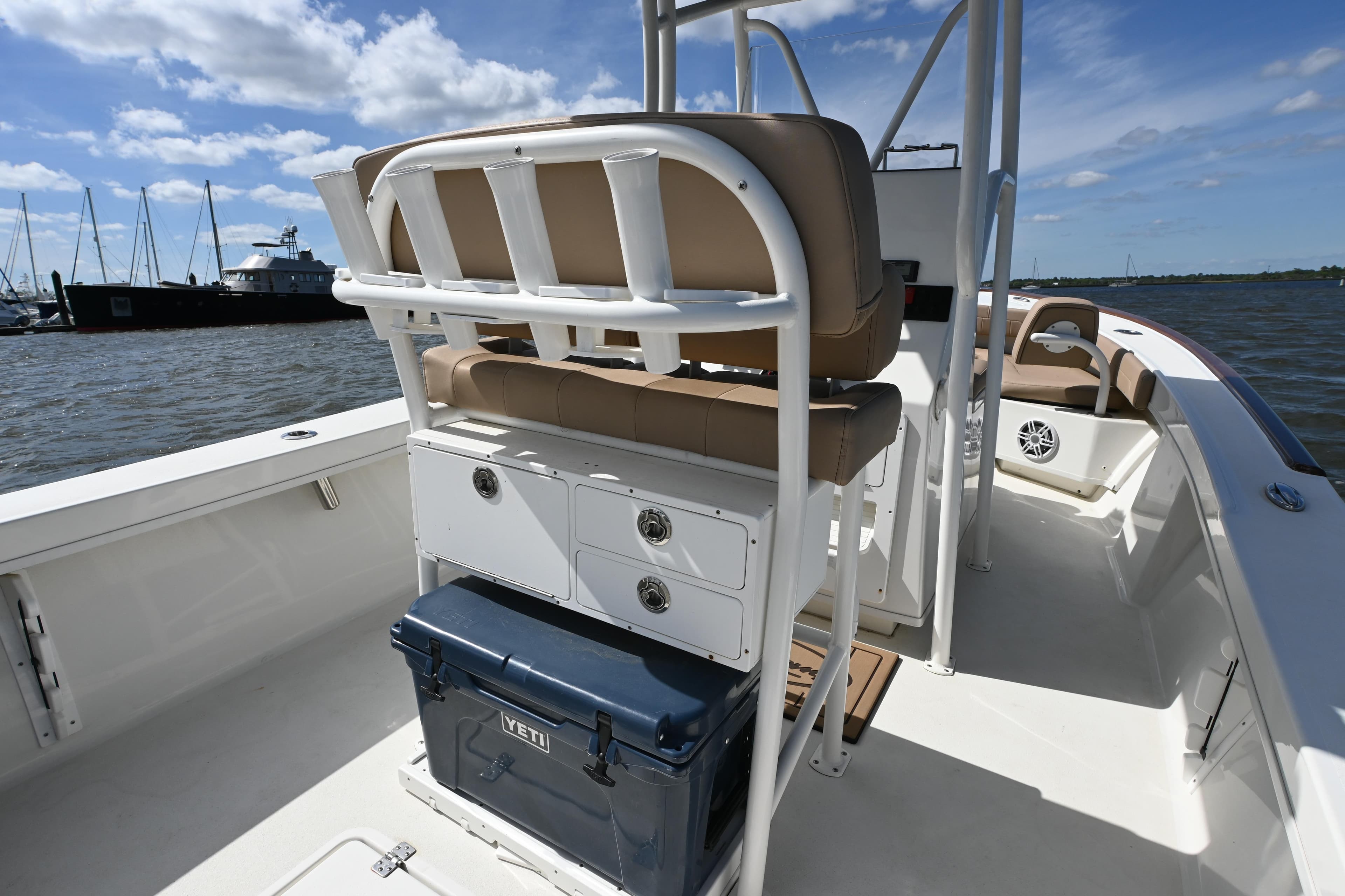 2022 Pair Customs 21 Center Console DV boat interior with seating and storage.
