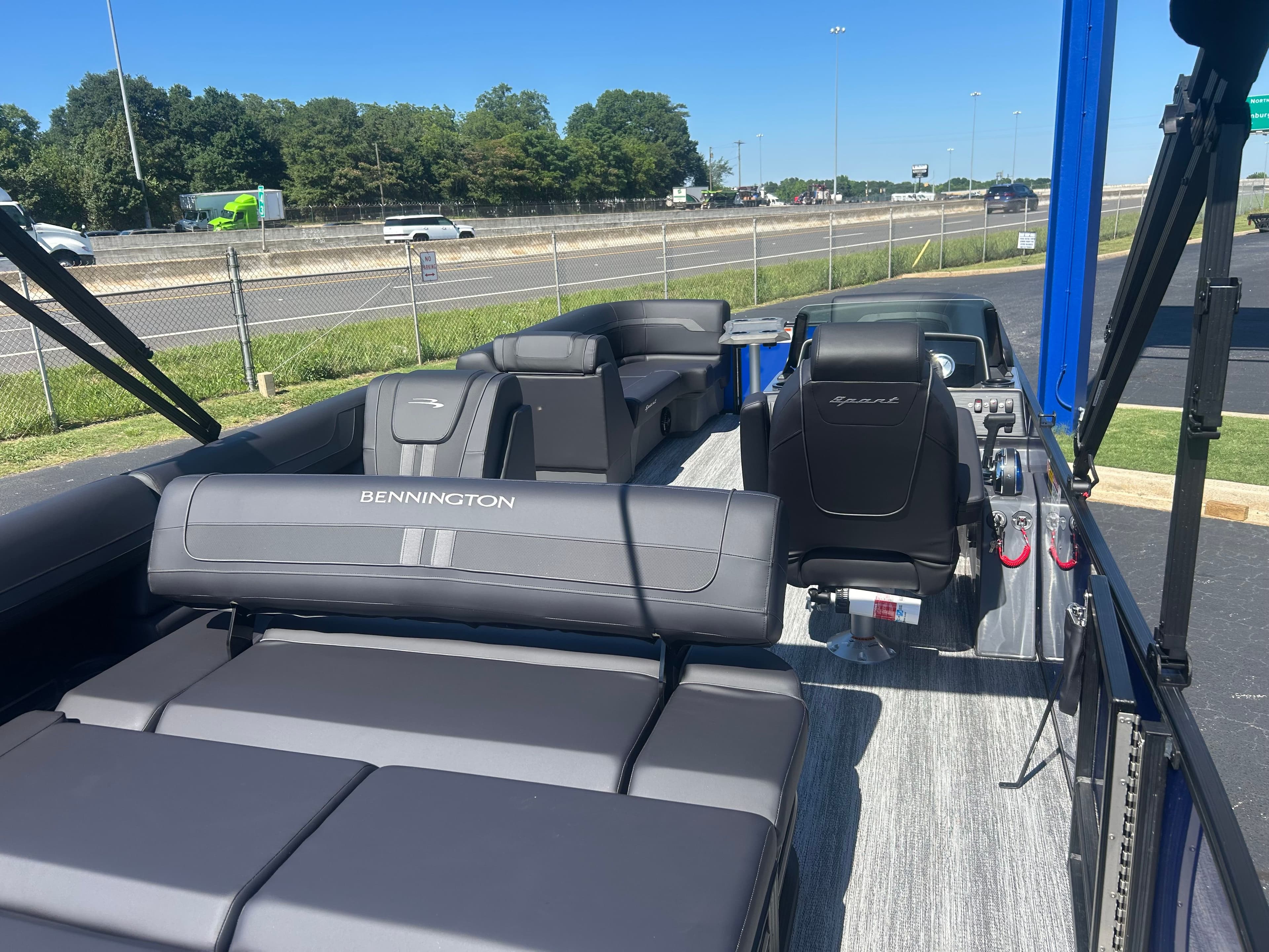 Interior of the 2026 Bennington 23SSB SPORT pontoon boat.