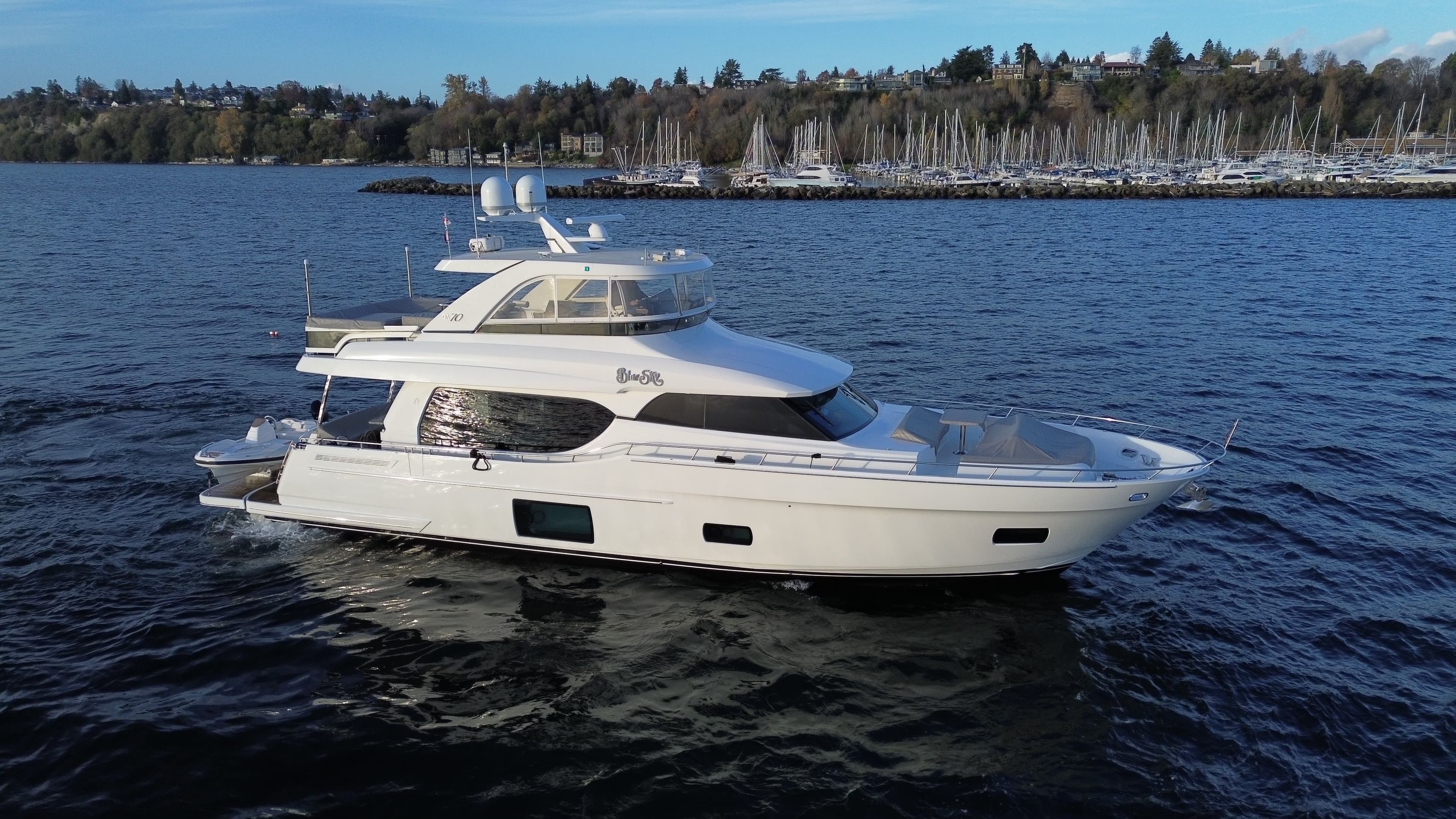 2017 Ocean Alexander Evolution yacht on the water.
