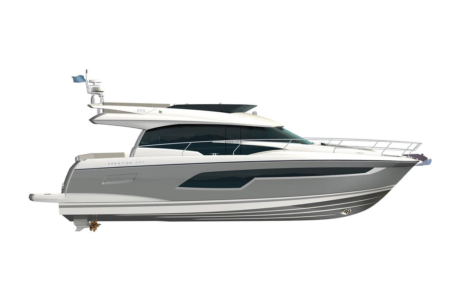 Manufacturer Provided Image: 2022 Prestige 520 luxury yacht side view.