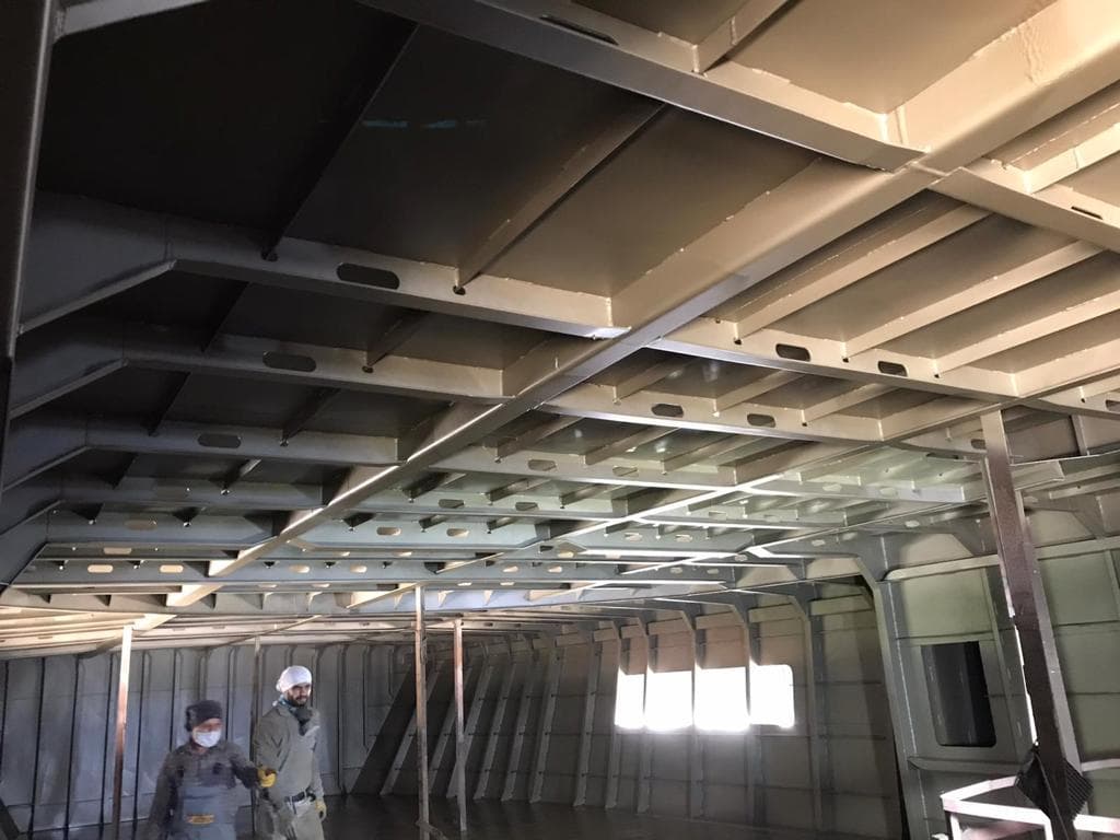 Interior construction of 2015 Custom Line 140 Explorer Type Motor Yacht, showing structural framework.