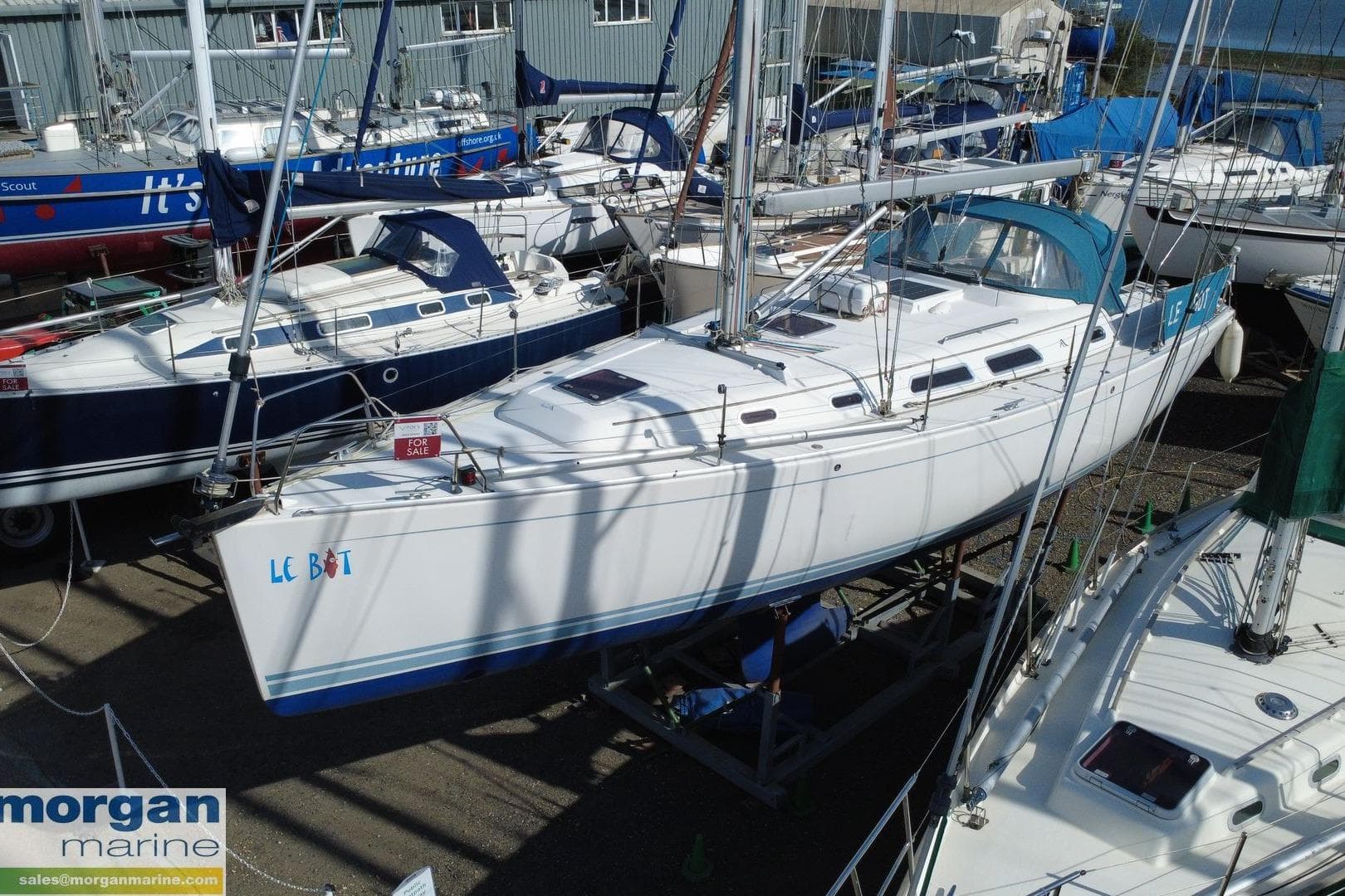 2007 Hanse 400 sailboat on display at a marina, available for sale.