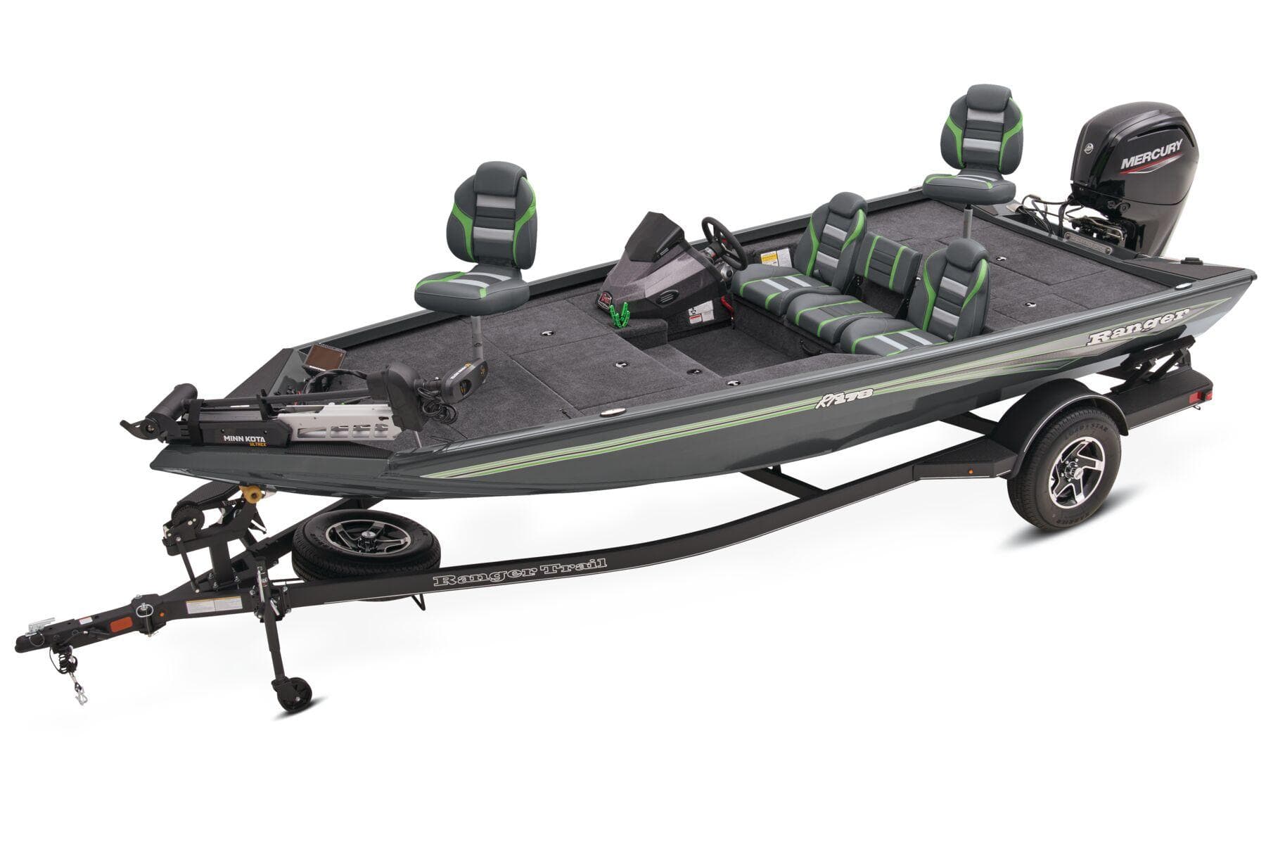 Manufacturer Provided Image: Manufacturer Provided Image: 2025 Ranger RT178 fishing boat with trailer, featuring seating and Mercury outboard motor.