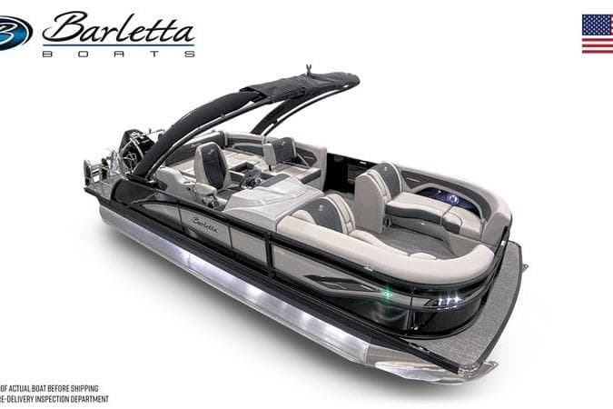 2026 Barletta CORSA 23UCA luxury pontoon boat with sleek design and spacious seating.
