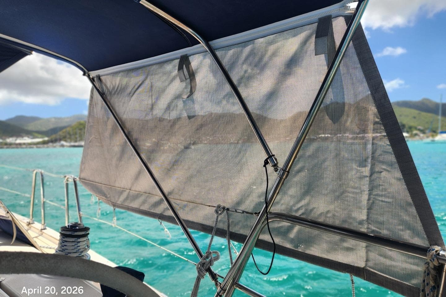 Sailing on a 2004 Bavaria 44 yacht with scenic ocean view, April 20, 2026.
