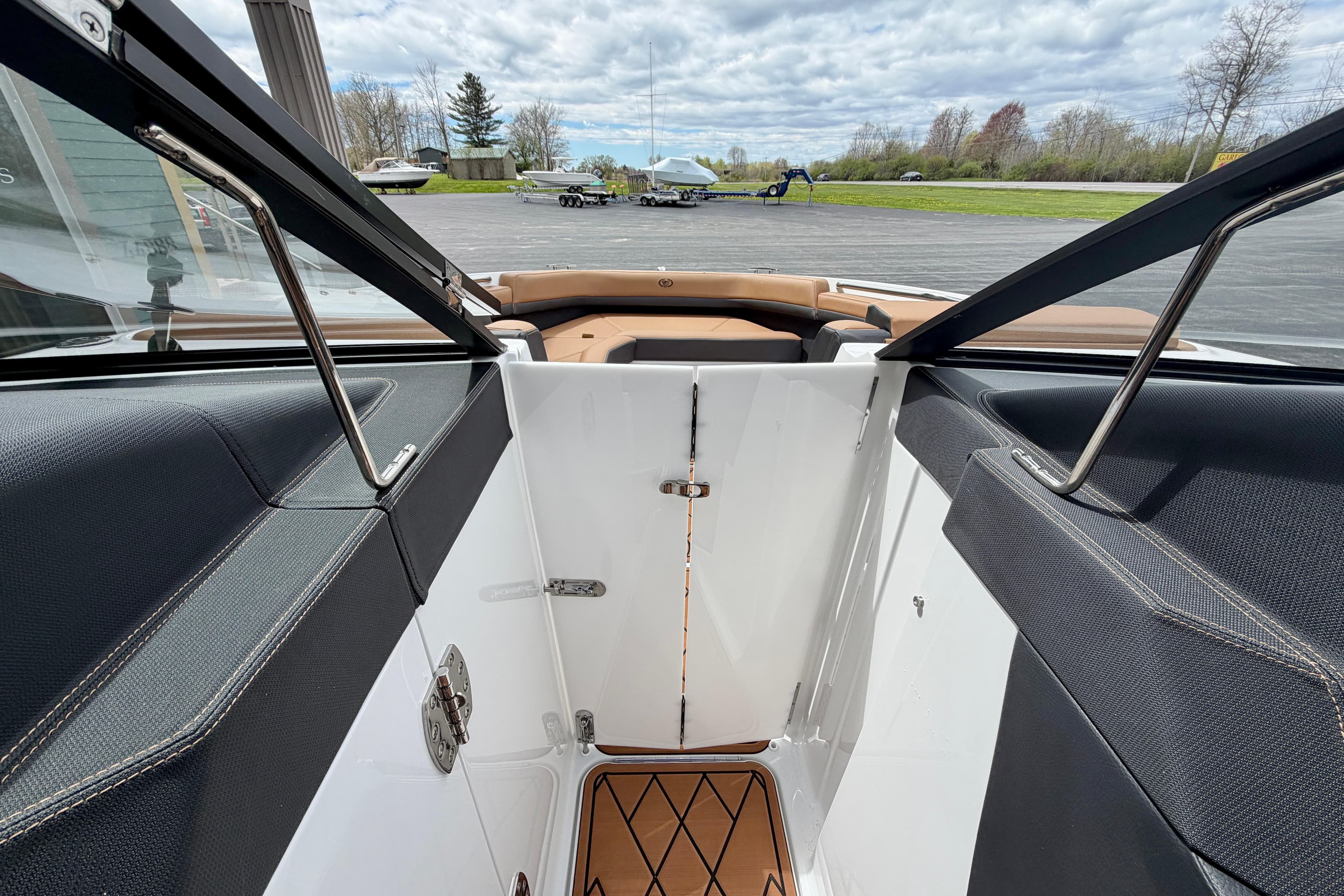 2026 Cobalt R8 Outboard boat interior with sleek design and modern features.