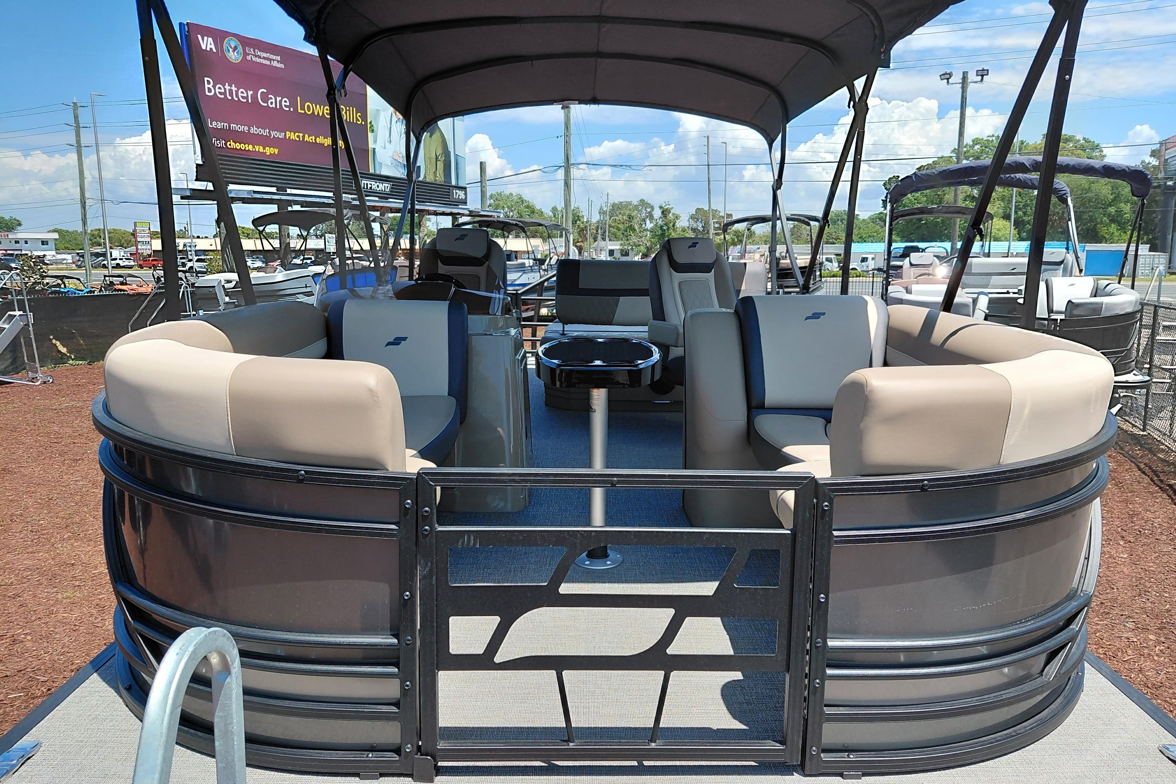 2026 Starcraft EXS 3 Q DH pontoon boat with spacious seating and canopy.