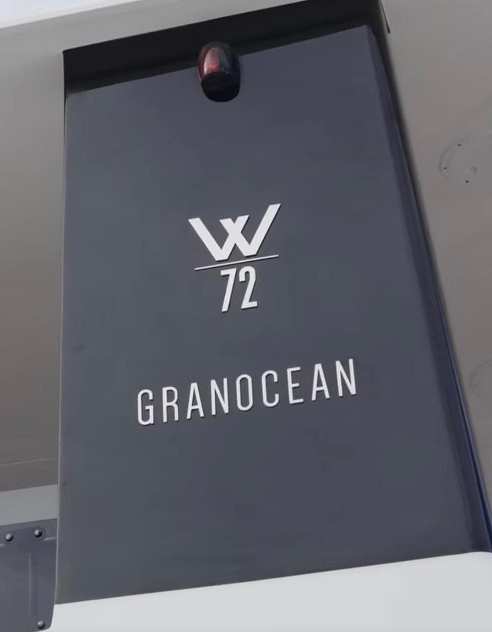 Granocean W 72 logo on a sleek 2025 model yacht exterior.