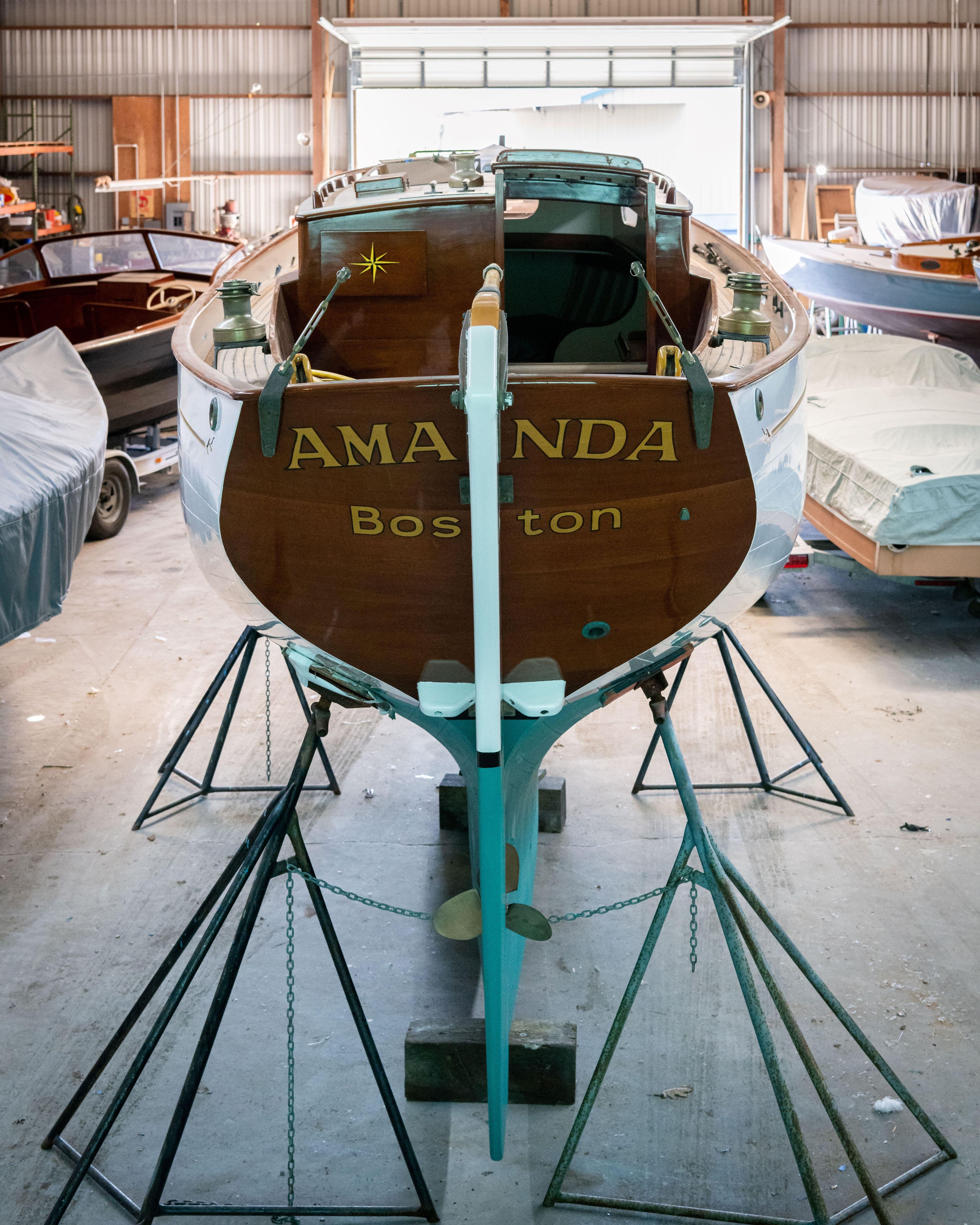 Custom 2008 Frank Paine Sloop "Amanda" in a boatyard, Boston.
