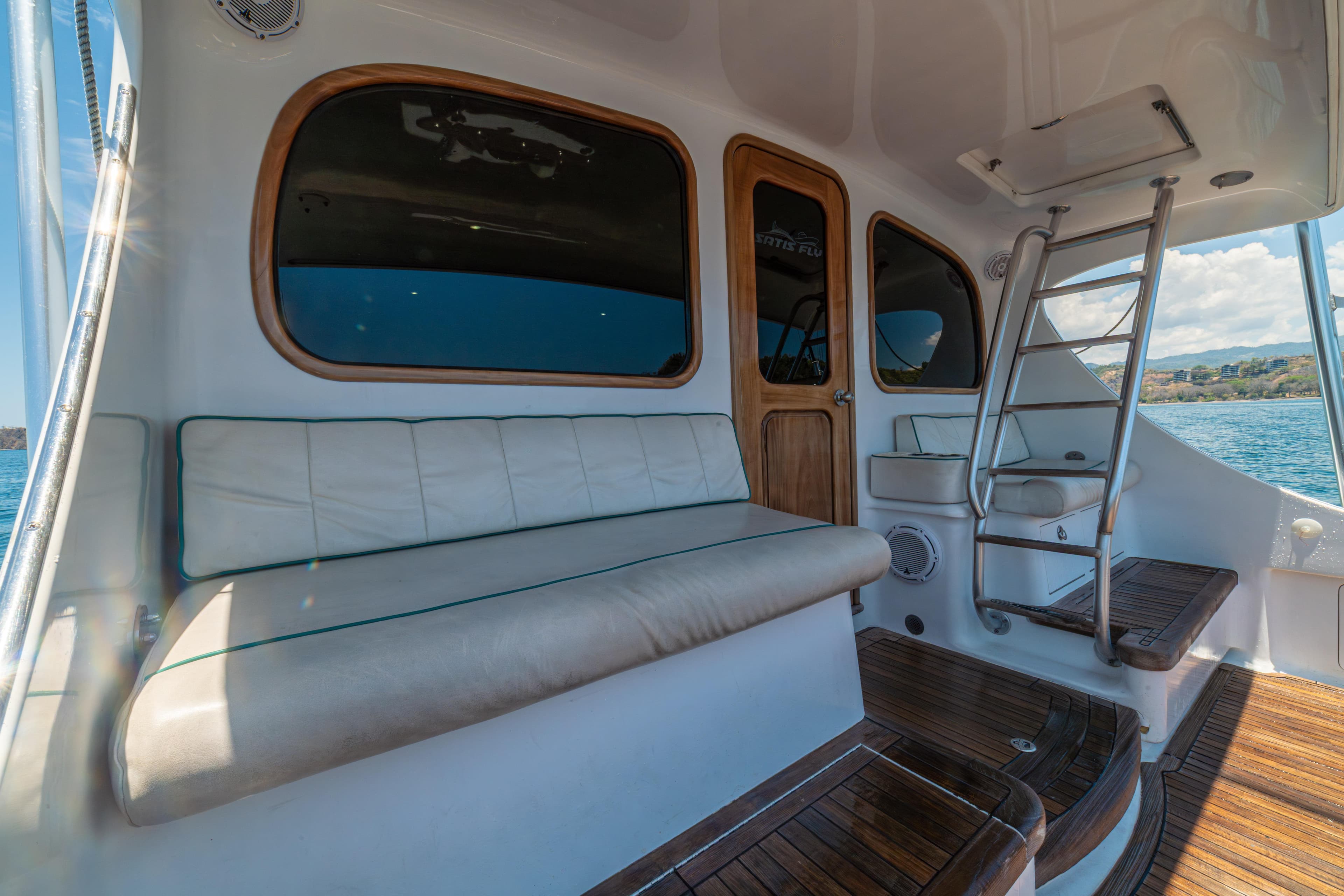 Luxurious 2020 Maverick Yachts Costa Rica 50 Sportfish interior with seating and ladder.