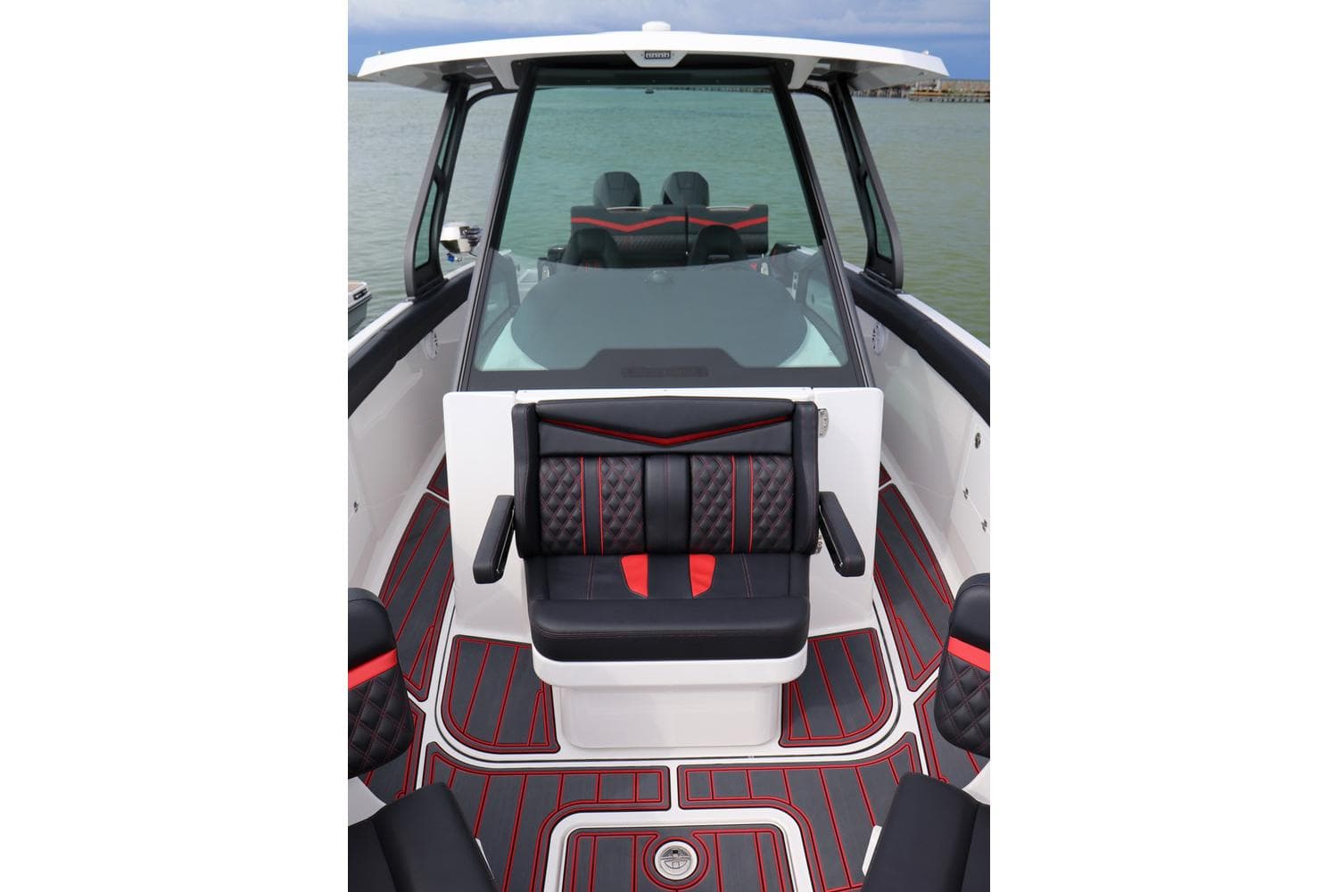 Manufacturer Provided Image: 2026 Monterey Elite 30 OB boat interior with modern seating and sleek design.