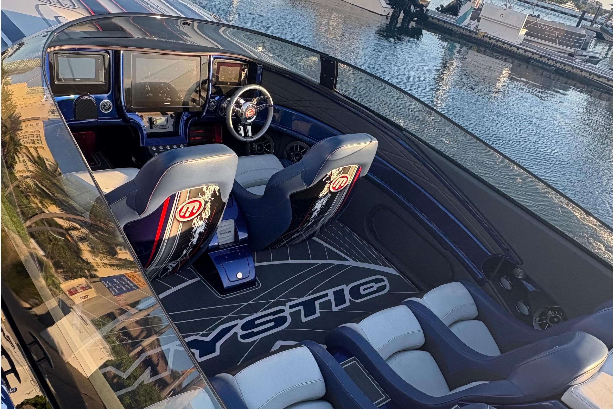 Interior of a 2018 Mystic Powerboats C4400 with luxurious design.