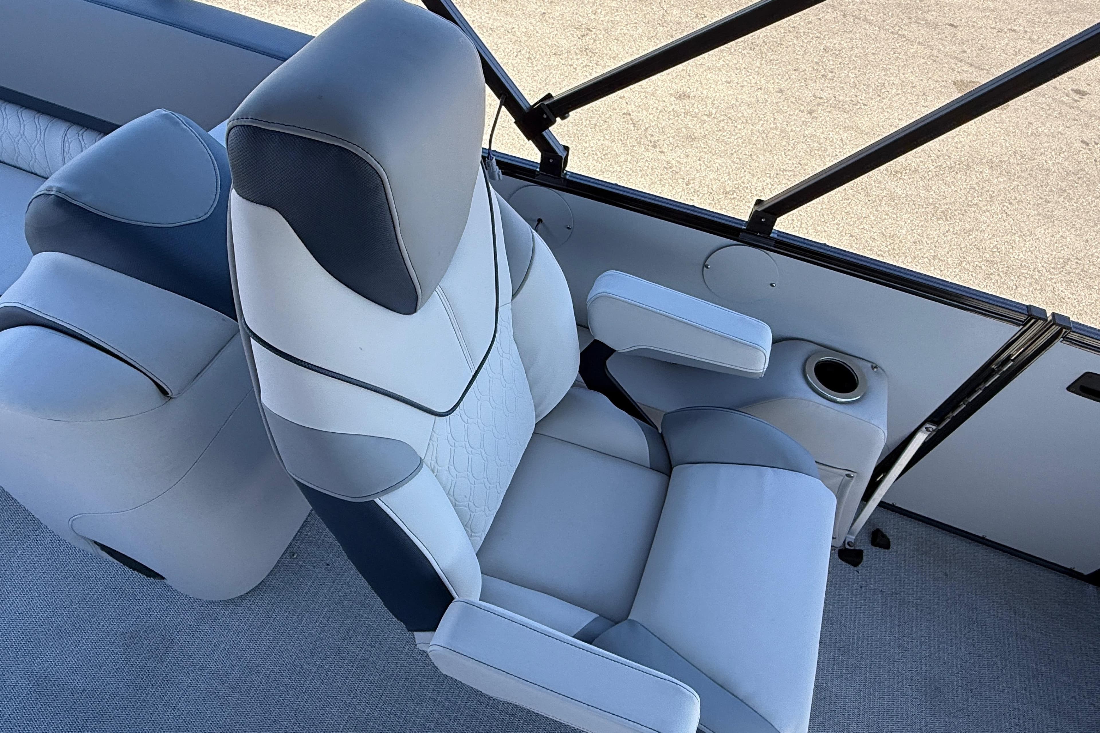 Luxurious seating on 2026 Avalon 2385 Catalina Quad Lounger, featuring high-performance design.