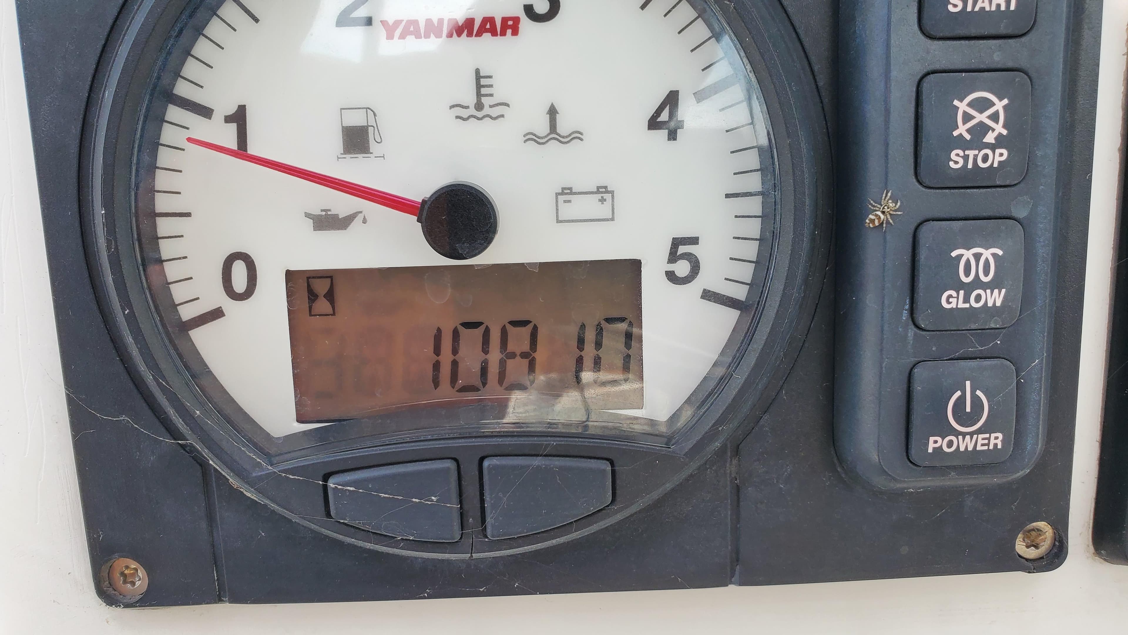 Yanmar engine control panel on a 2018 Lagoon 380 S2 catamaran.