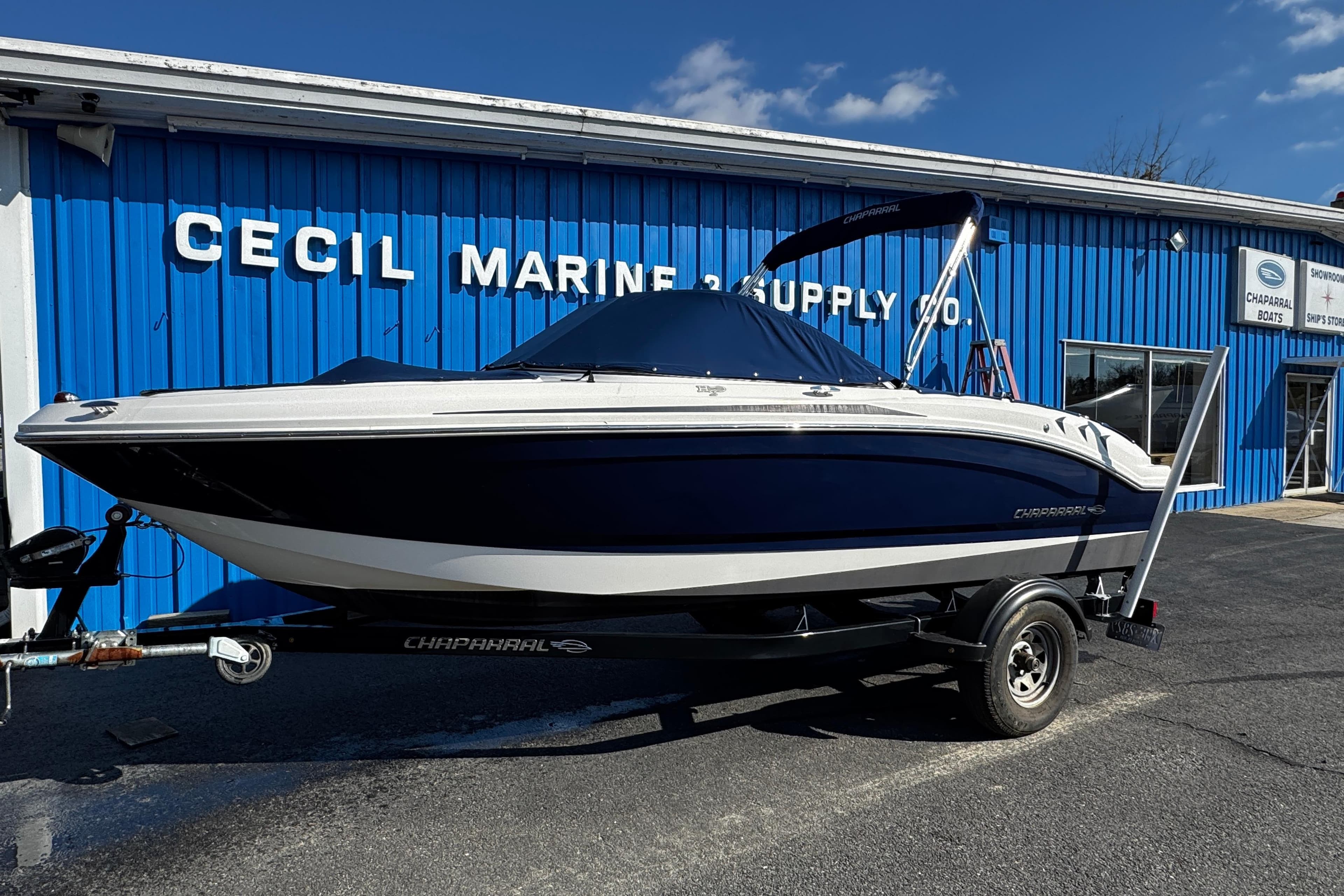 2015 Chaparral 19 H2O Sport boat on trailer at Cecil Marine & Supply Co.