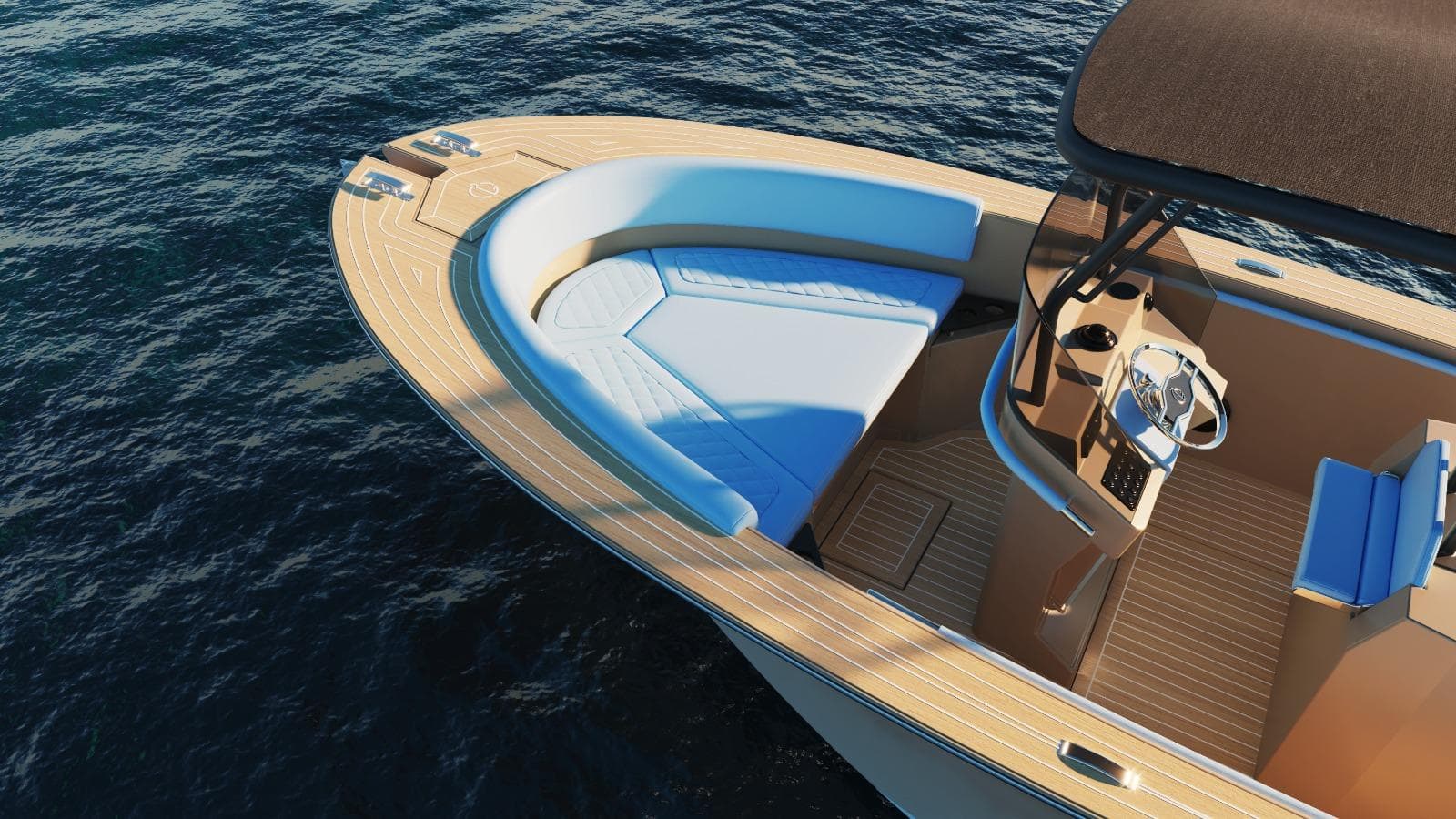 2025 Lilybaeum Levanzo 25 Lounge Deck boat on water, featuring sleek design and spacious seating.