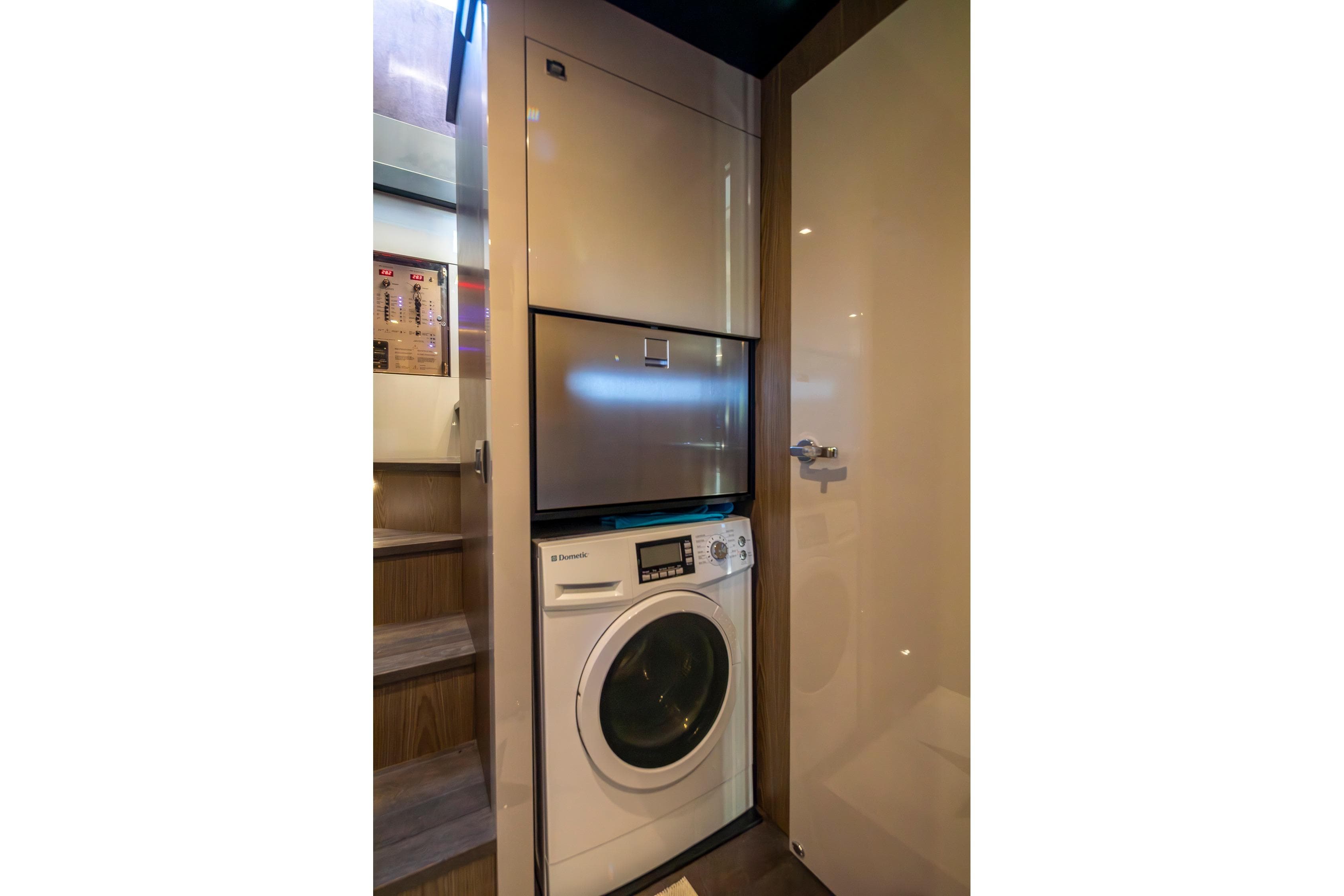 Laundry area inside 2018 Cranchi Eco Trawler 53 Long Distance yacht.