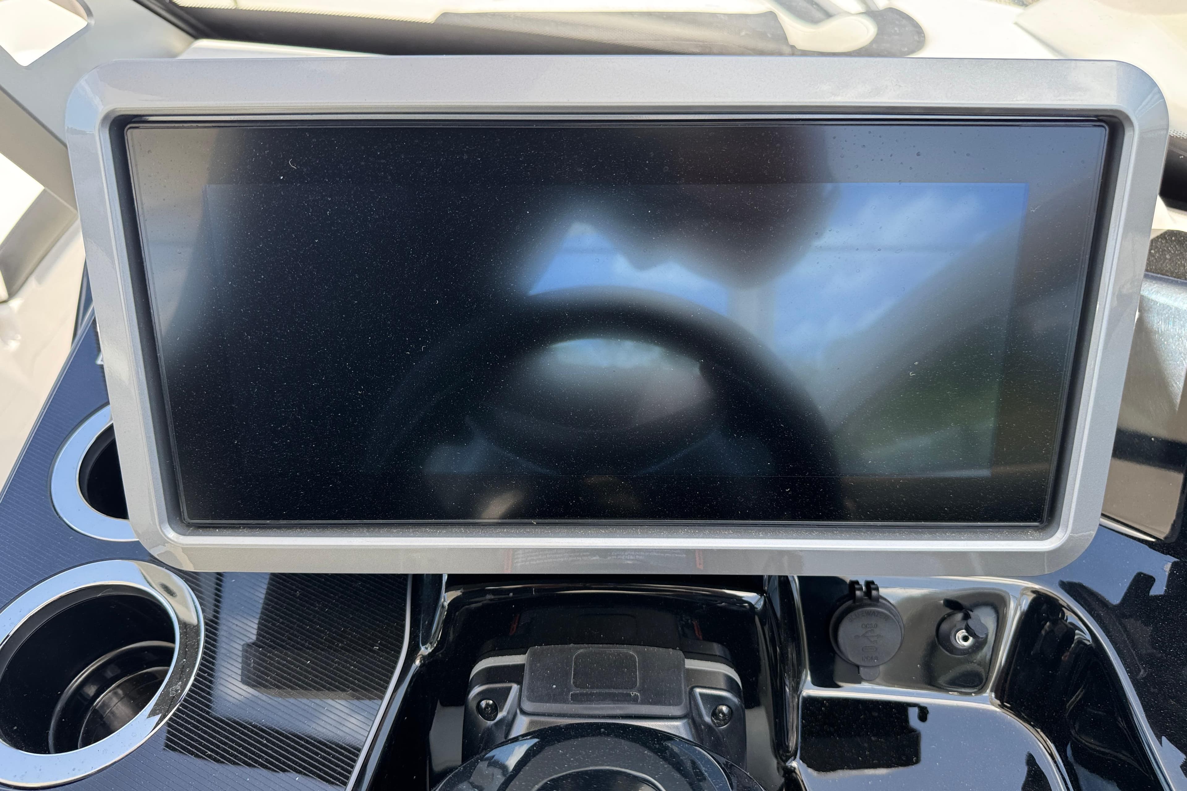 Dashboard of 2026 Yamaha Boats 275SD featuring a sleek touchscreen display.