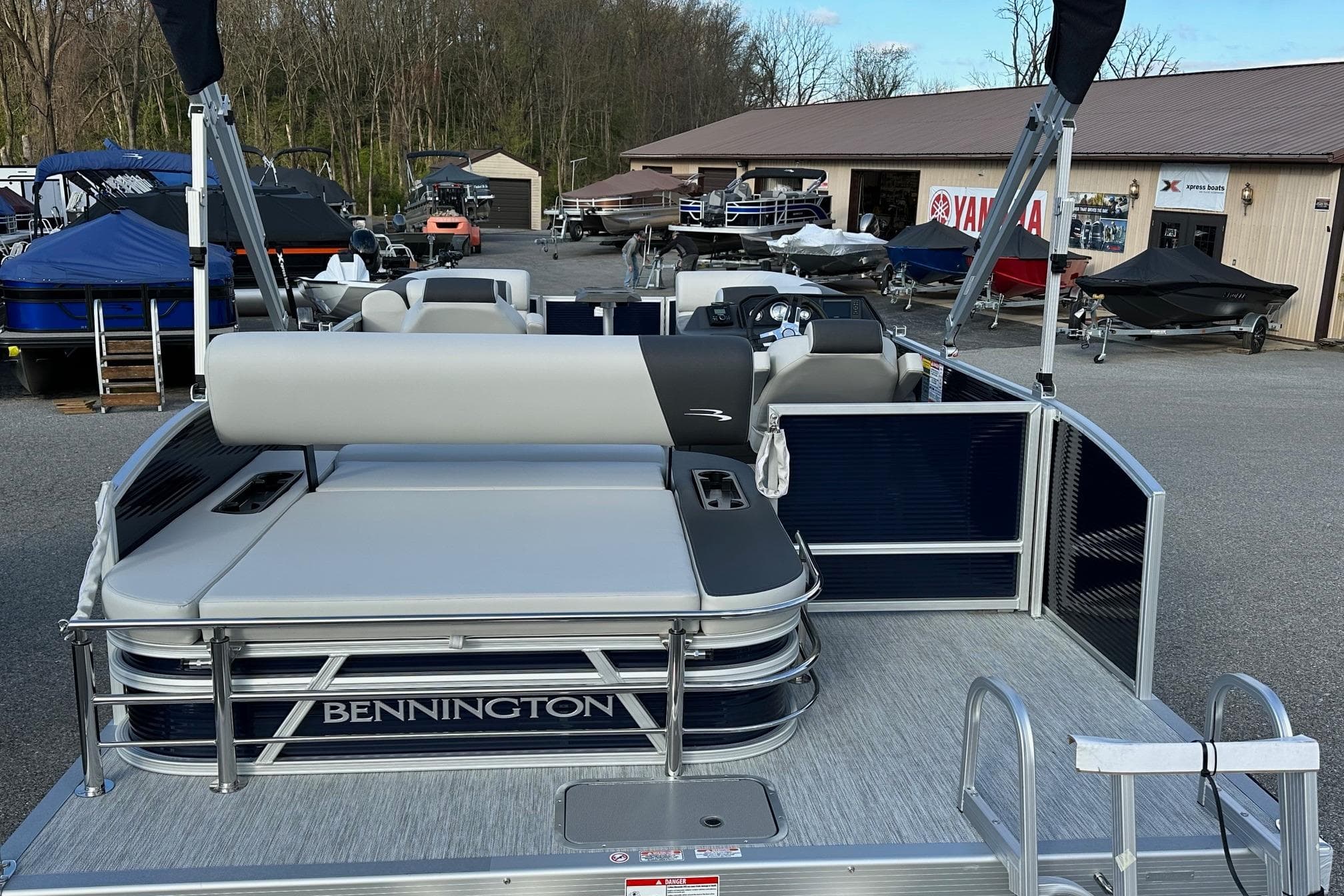 2026 Bennington 22 SSB SwingBack pontoon boat with Yamaha 90 Hp engine, in stock.