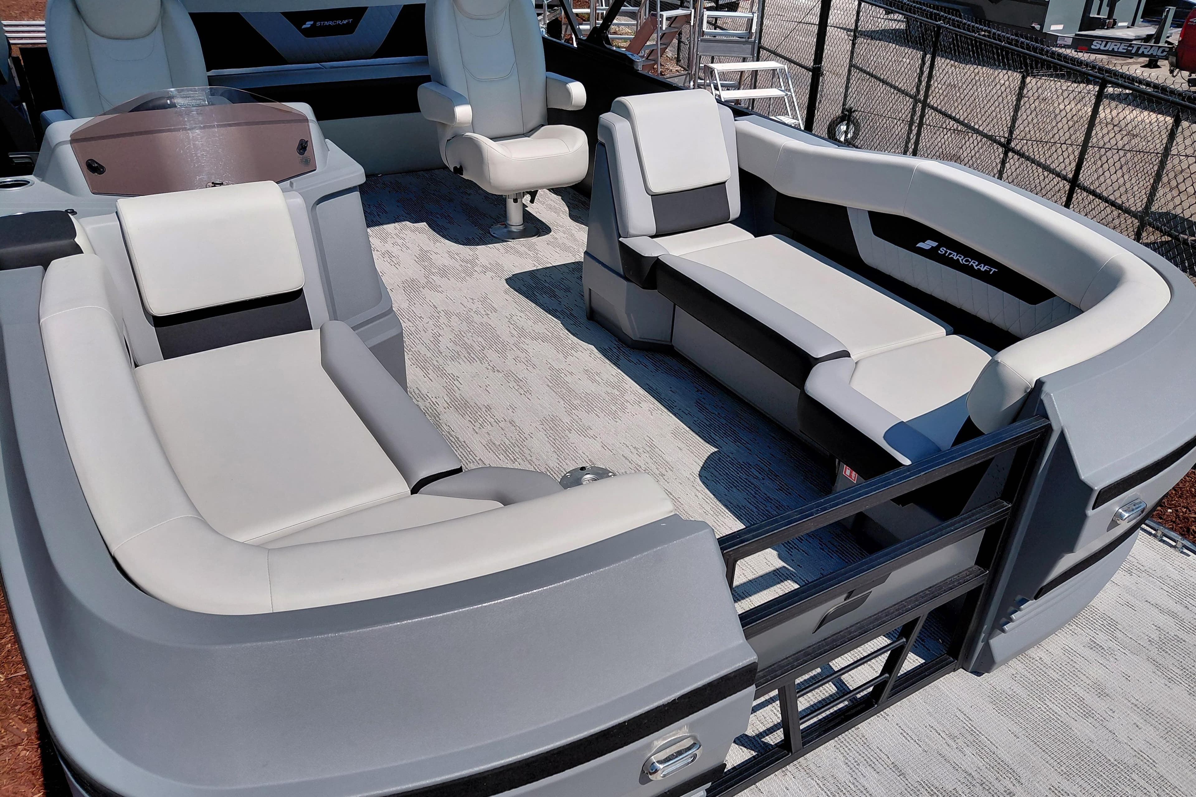 2026 Starcraft VX 24 Q DH pontoon boat interior with luxurious seating and modern design.