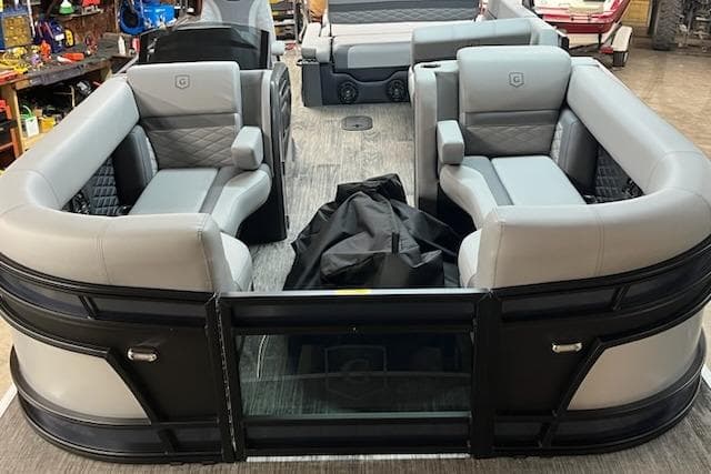 2026 MONACO 235SFL pontoon boat interior with luxurious seating and modern design.