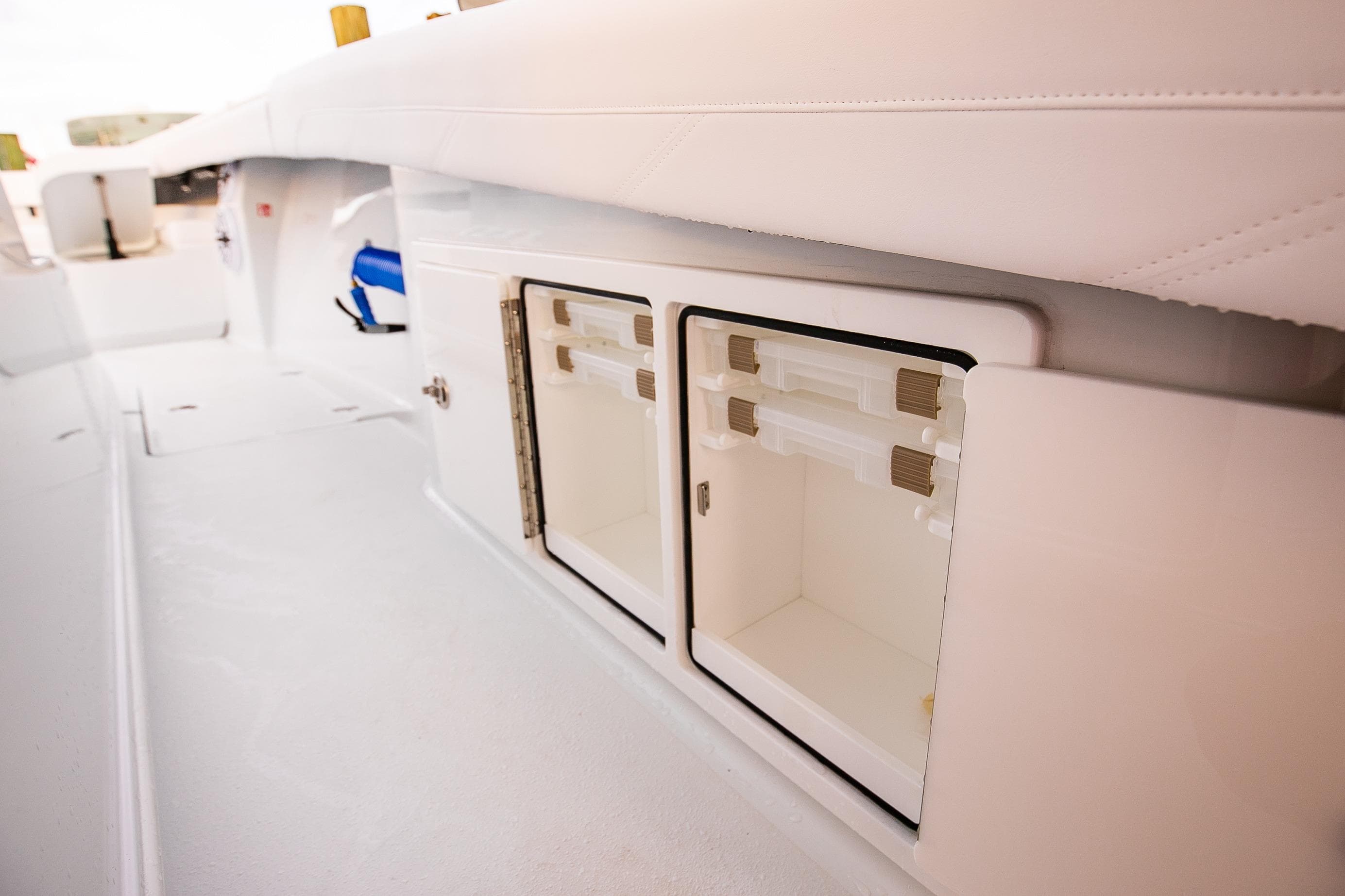 2026 Yellowfin 36 Offshore boat interior storage compartments.