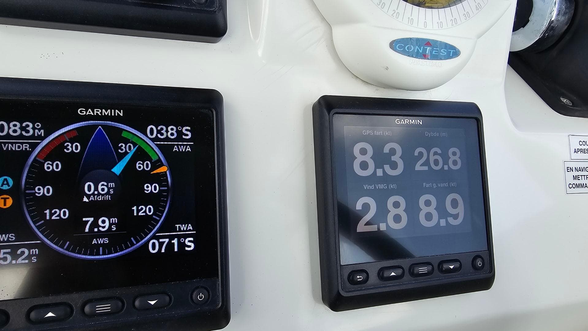 Garmin navigation displays on a 2019 Fountaine Pajot Saona 47 catamaran.
