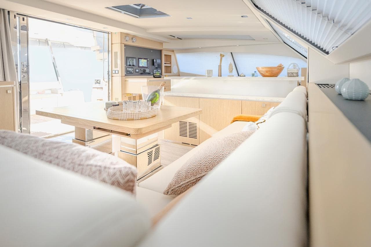 Luxurious interior of Privilege Signature 510 yacht, model year 2025.