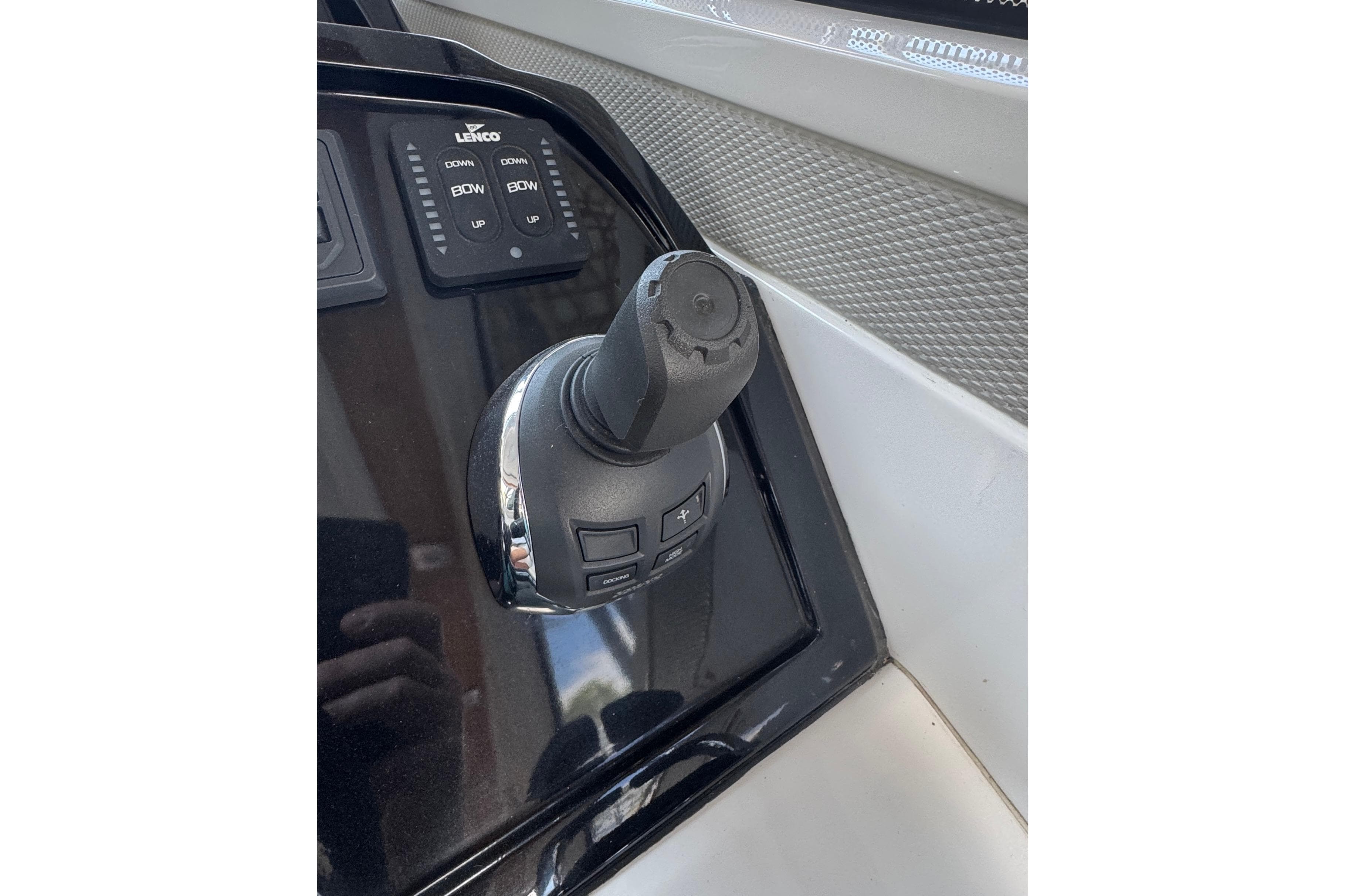 Joystick control panel on 2020 Evolve 360HT boat dashboard.
