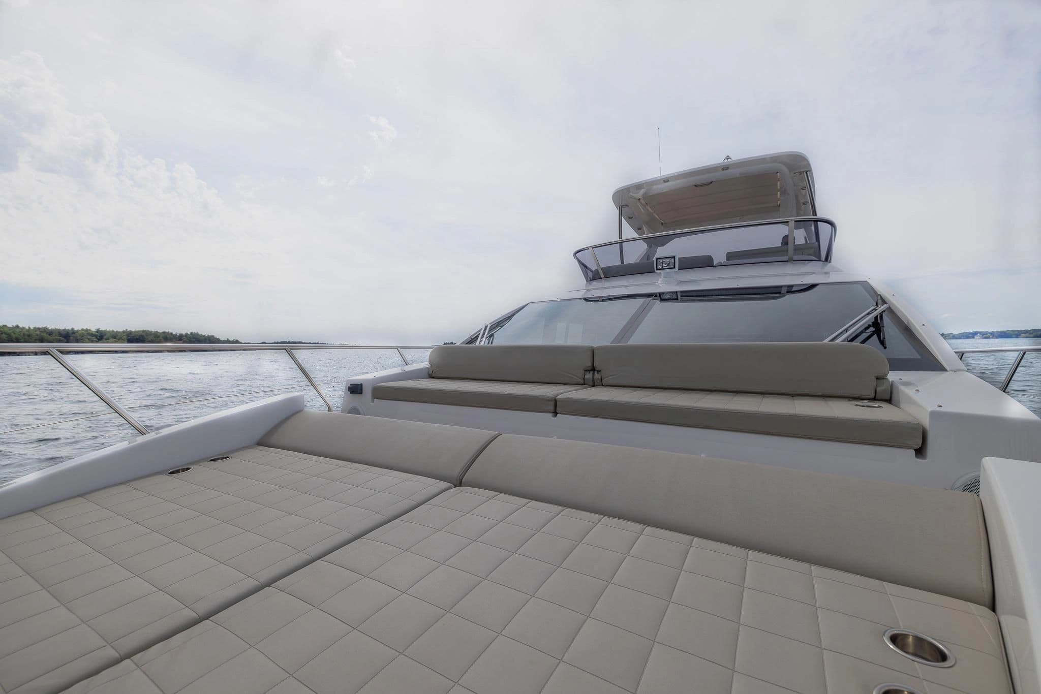 Luxury Azimut 50 yacht from 2018 on calm waters.