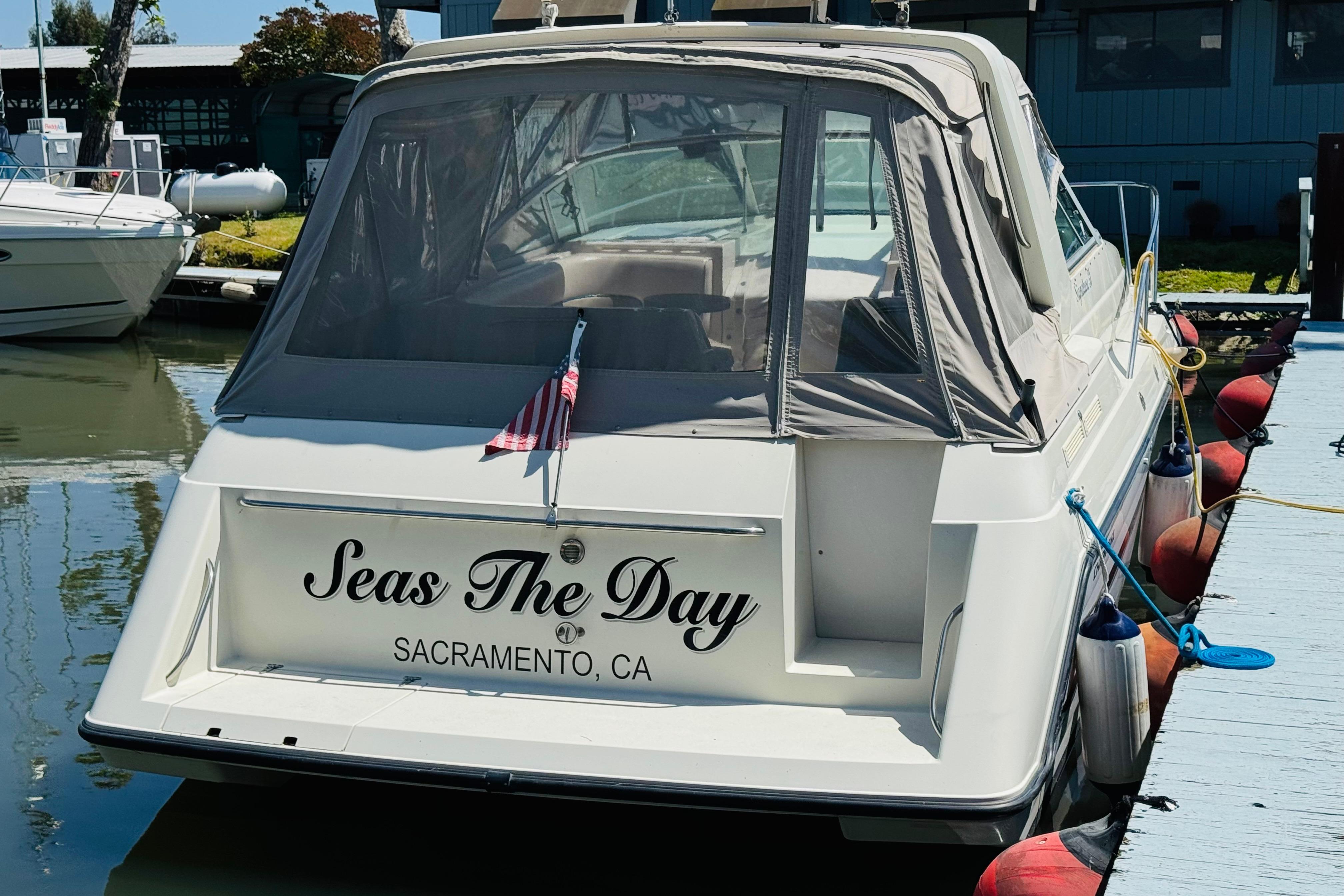 1996 Chaparral Signature 31 boat named "Seas The Day" docked in Sacramento, CA.