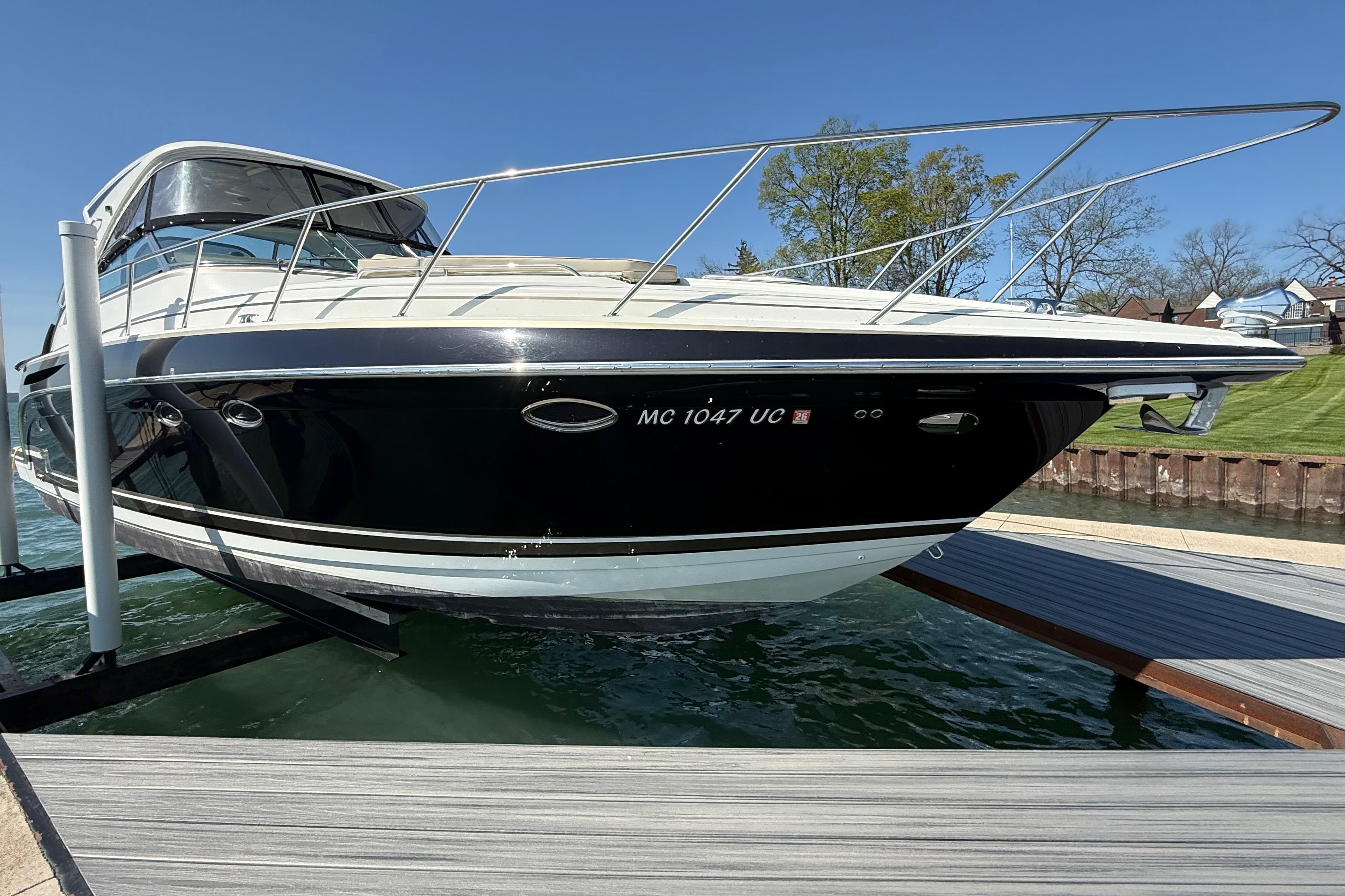 2014 Formula 37 Performance Cruiser docked on a sunny day.