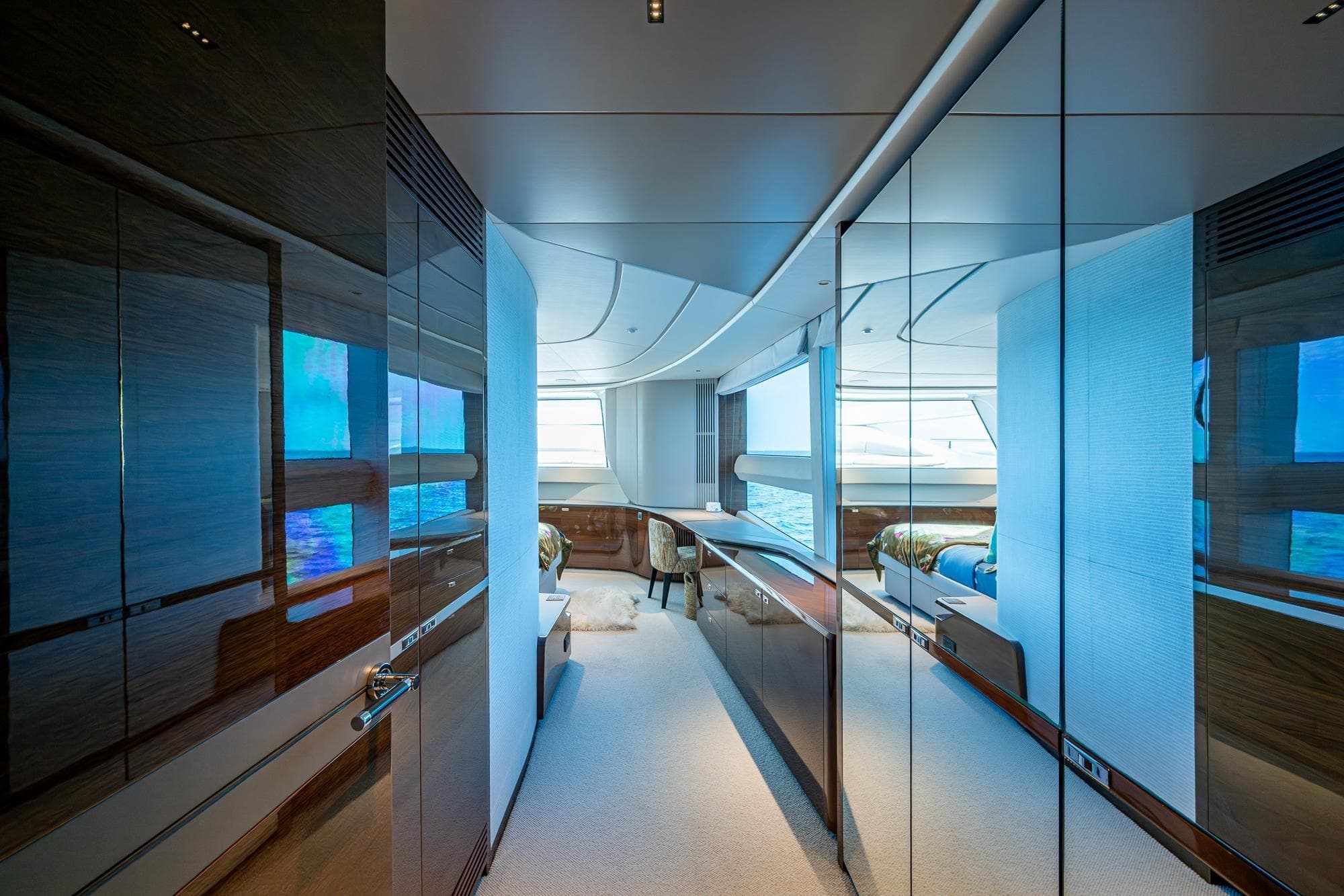 Luxurious interior of 2022 Princess X95 yacht, featuring sleek design and modern furnishings.