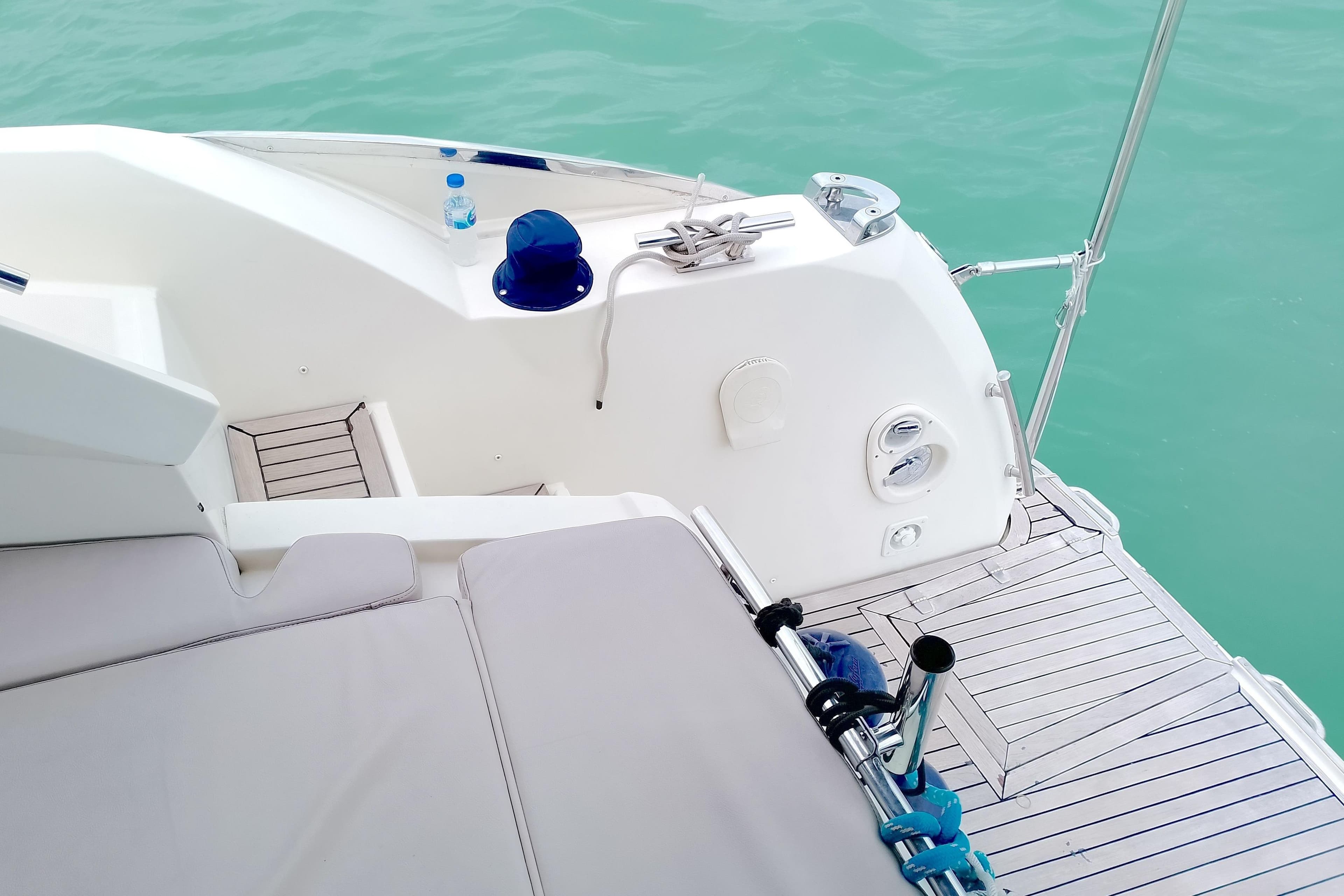 2007 Azimut Atlantis 50 yacht deck with seating and ocean view.