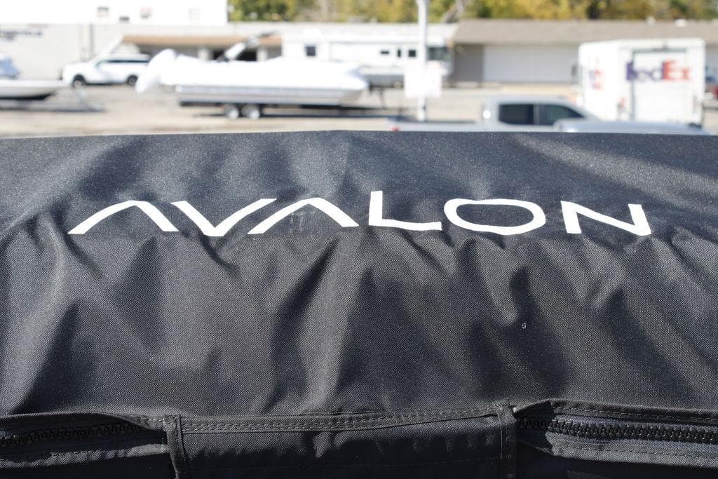 2026 Avalon Catalina Cruise Rear Bench 25 FT boat cover with logo.