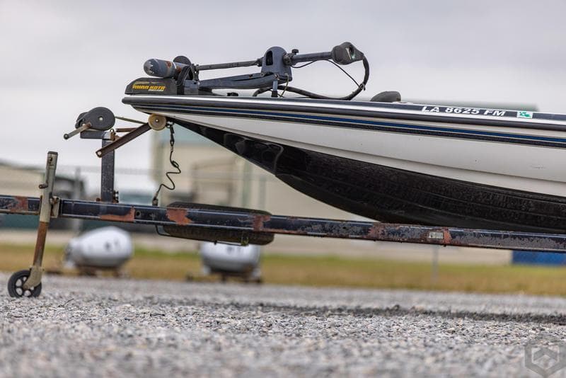 2004 Skeeter ZX225 boat on a trailer, close-up side view.
